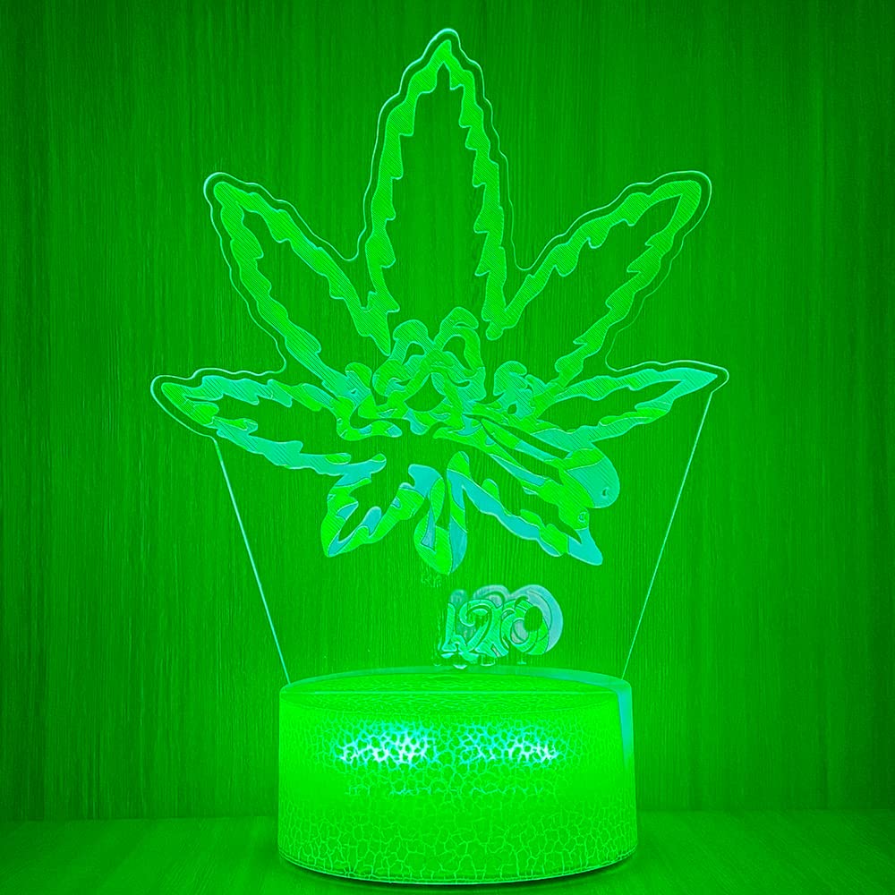 Yooce 420 Leaf 3D Led Table Lamp Night Light Optical Visual Illusion Home Decor Lighting