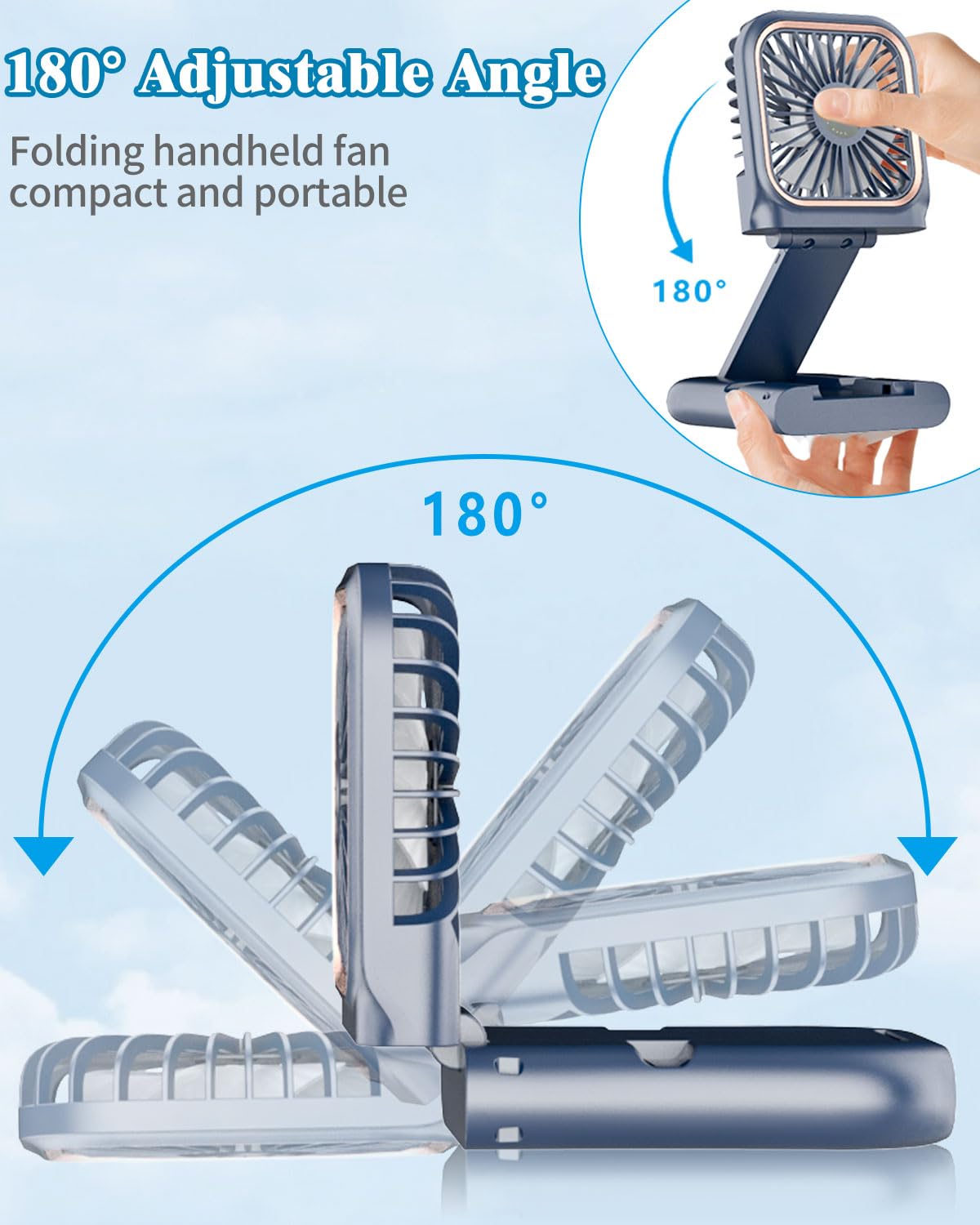 Portable Fan Rechargeable,Handheld Fan 4000Mah Battery Operated Fan With Digital Display,Hand Fans