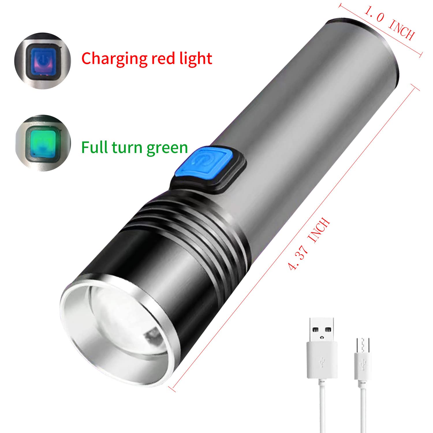 Yzyoe Rechargeable Red Light Flashlight, Small Red Lights Observation Aviation Flashlight,3 Modes Zoomable Night Observation Astronomy,Red Light Sea Turtles.