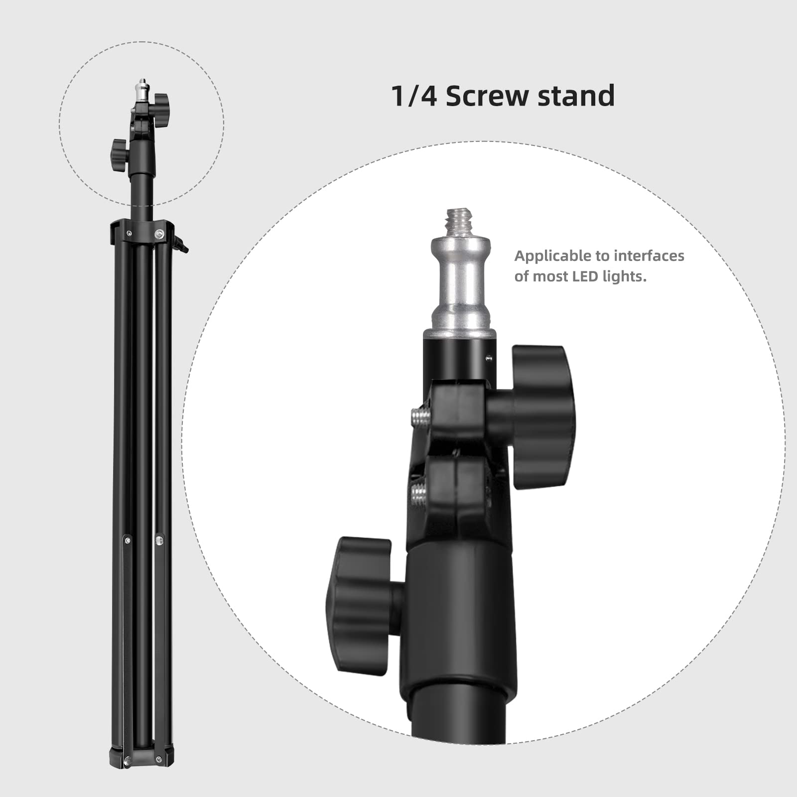 Yongnuo Photography Light Stand Tripod 6.3 Feet 190Cm 75 Inch With 1/4” Thread For Led Video Light, Reflectors, Soft Boxes, Lights, Umbrellas, Backgrounds And Portrait