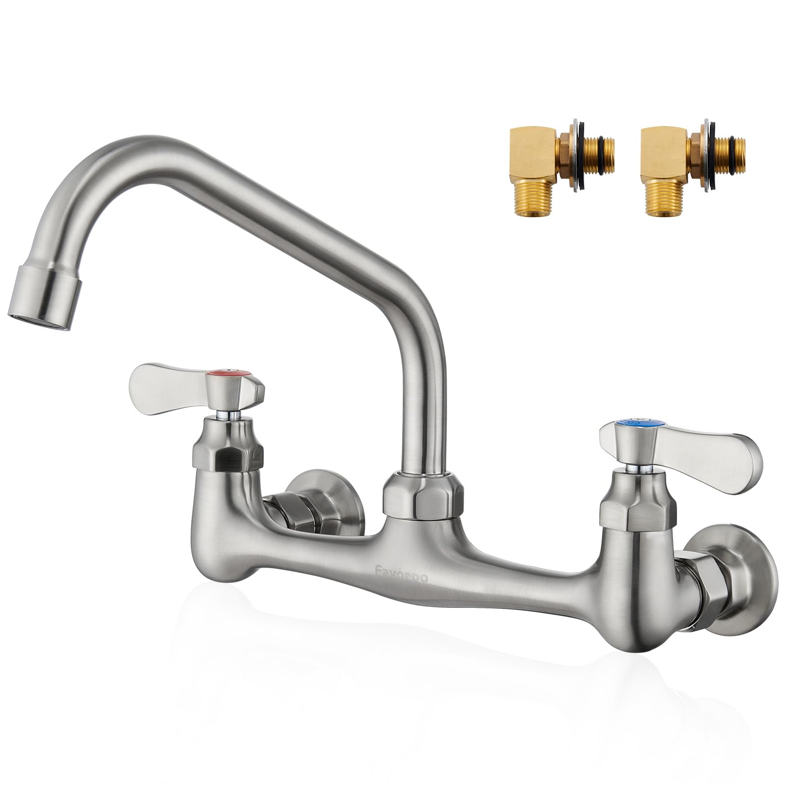 Favorpo Wall Mount Kitchen Sink Faucet 8 Inch Center Wall Mounted Commercial Faucet With 8 Inches Swivel Spout 2 Handle For Utility Laundry Room Restaurant Sink