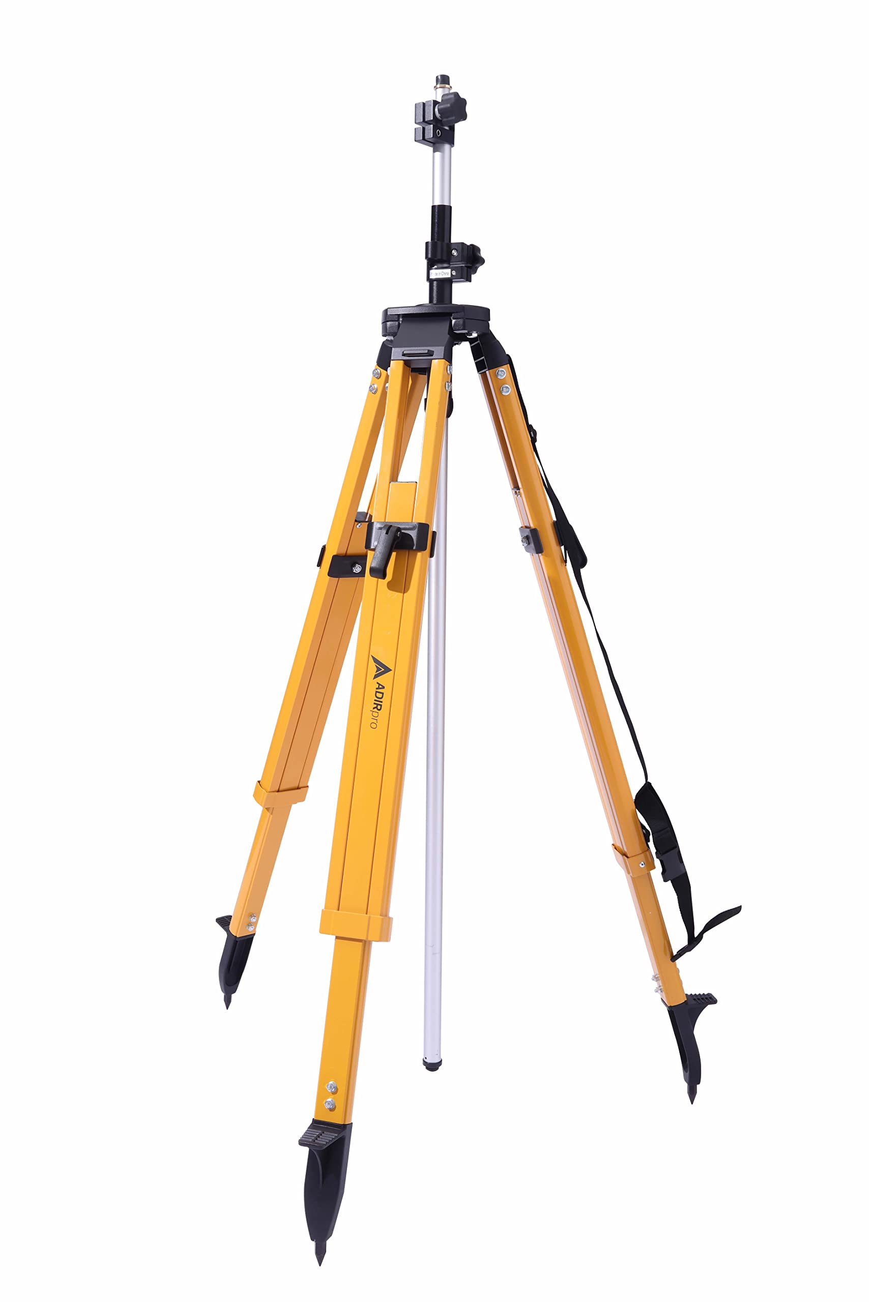 Adirpro Aluminum Surveying Tripod With Telescopic Extensions Pole For Gps Antenna Or Machine Control Applications - Telescoping Legs Extends Up To 13 Feet - Yellow