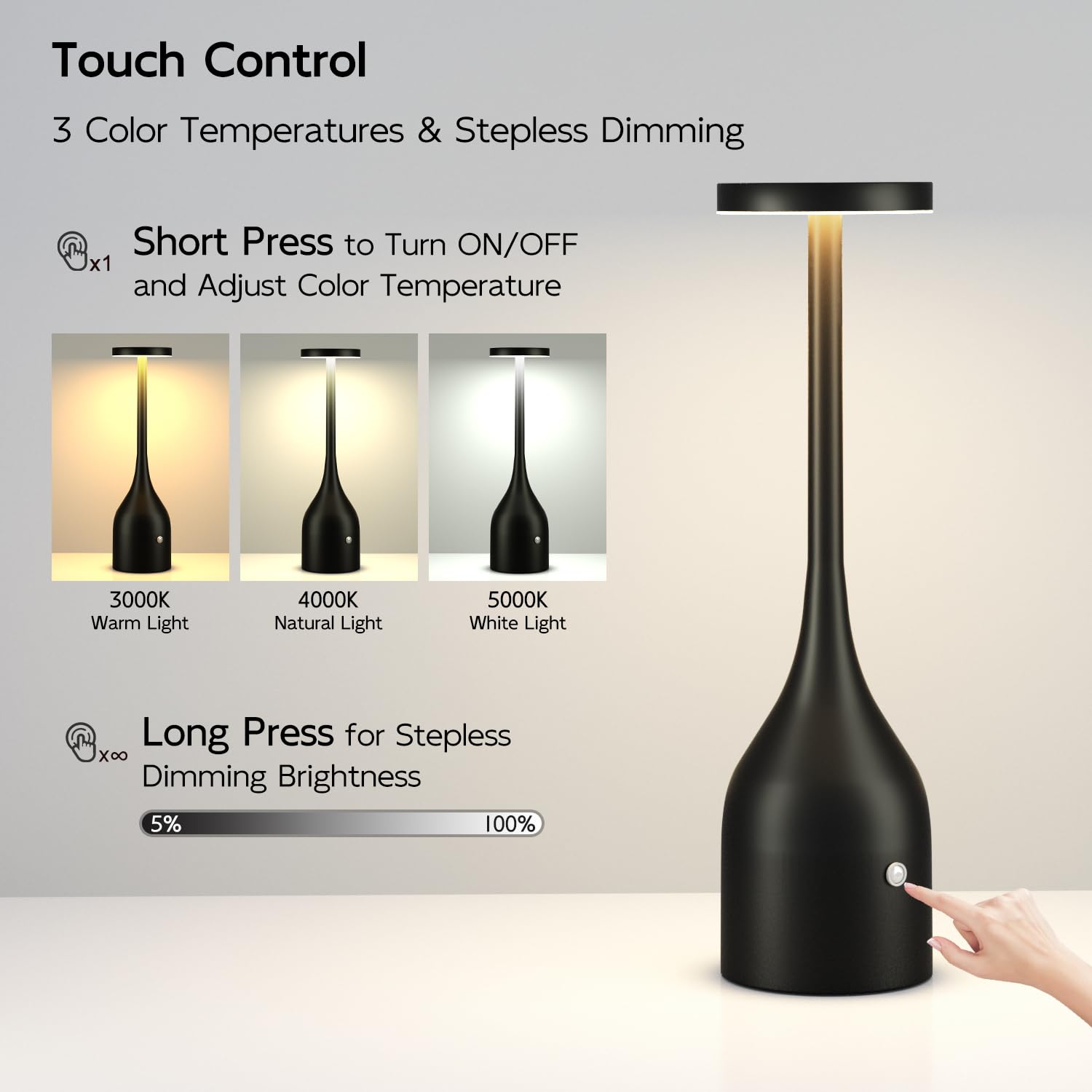 Yogaret Cordless Table Lamps Set Of 2,Small Rechargeable Lamps Battery Operated Lamp Waterproof For Outdoor Patio,Home Dinner,Restaurant Dining,Bar,Portable Wireless Led Table Light 3 Way & Stepless Dimmable