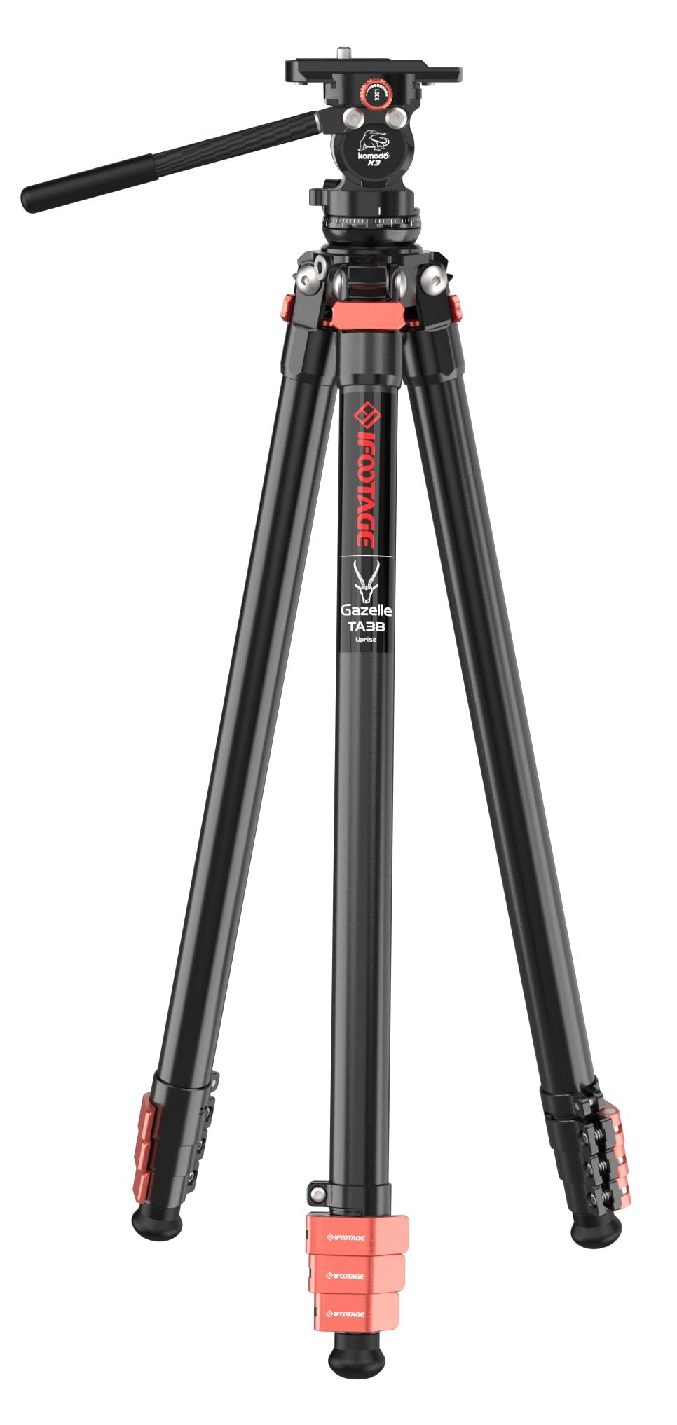 Ifootage Gazelle Ta3B+Komodo K3 Aluminum Camera Tripod With Fluid Head,Portable Travel Tripod,For Professional Photography, Content Creation, Vlogging And Video Production