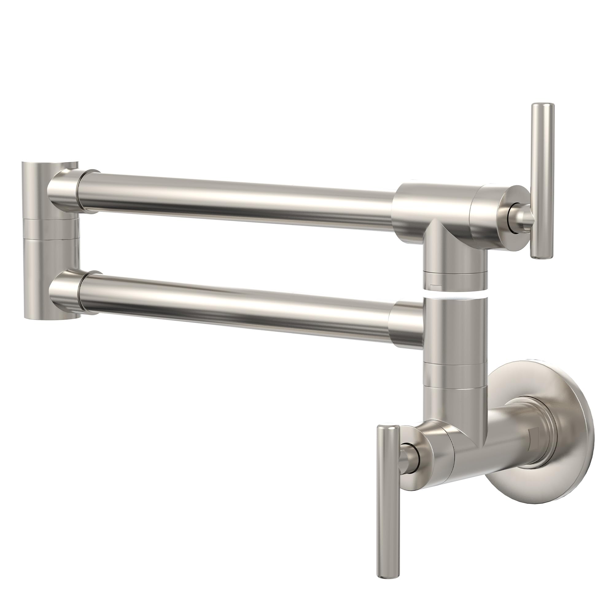Gimili Pot Filler Brushed Nickel Commercial Wall Mount Faucet Folding Stretchable Double Joint Swing Arm Pot Filler Copper Rotatable Wall Faucet