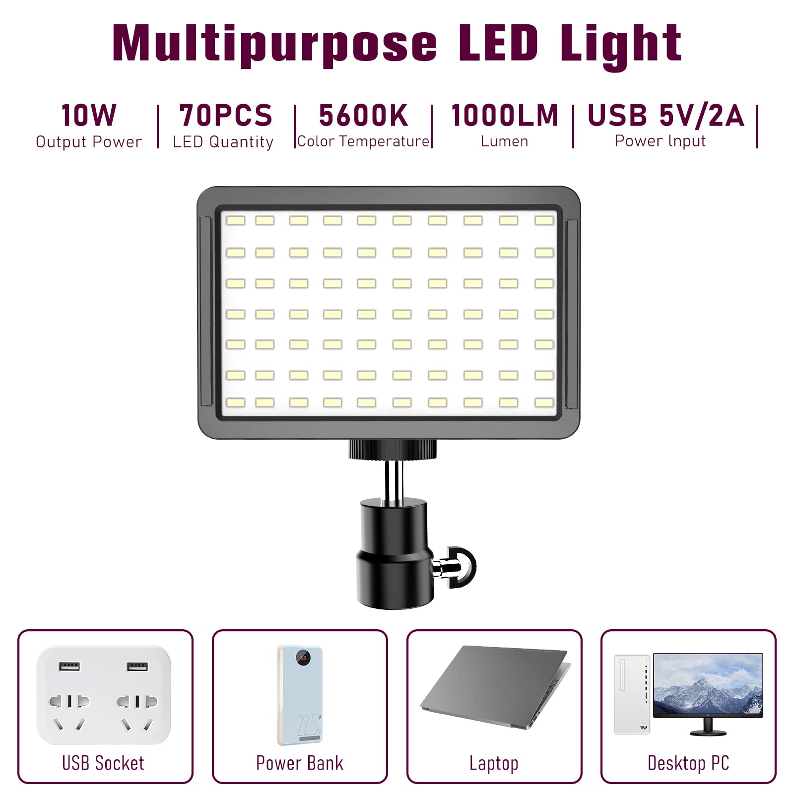 Altson Photography Lighting Kit Dimmable 5600K Usb Led Video Studio Streaming Lights With Adjustable Tripod Stand And Color Filters For Table Top/Photo Video Shooting