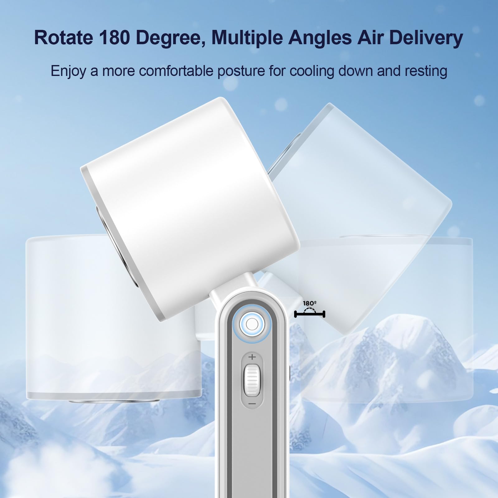 Portable Handheld Turbo Fan, Dual-Model 100 Gear Wind Foldable Personal Hand Fan Support Cold Air