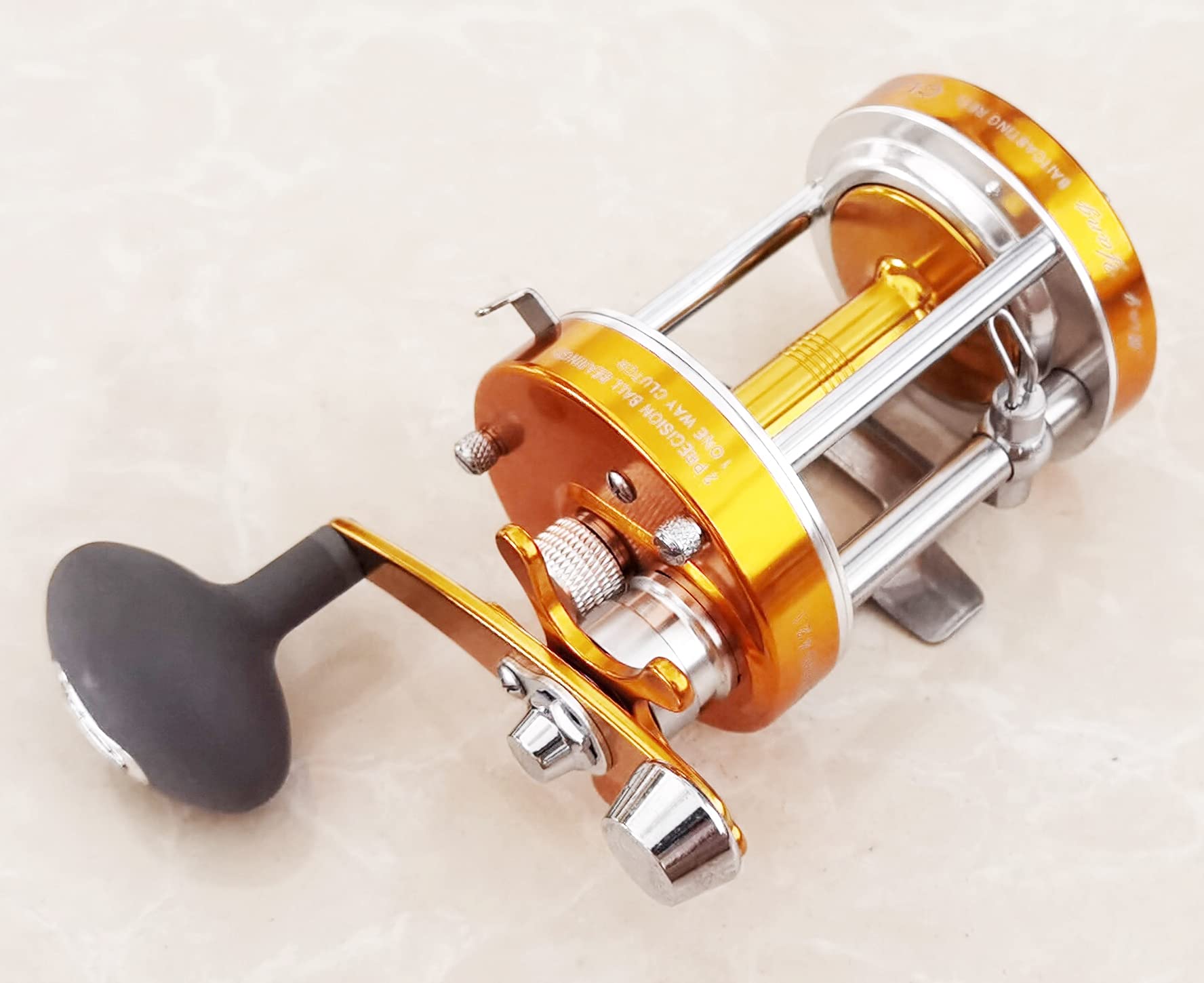 Apple&Orange Cl60 Baitcasting Reel Right Handed Fishing Reel With Crank Handle,Muskie Catfish Offshore Conventional Reel (Gold)