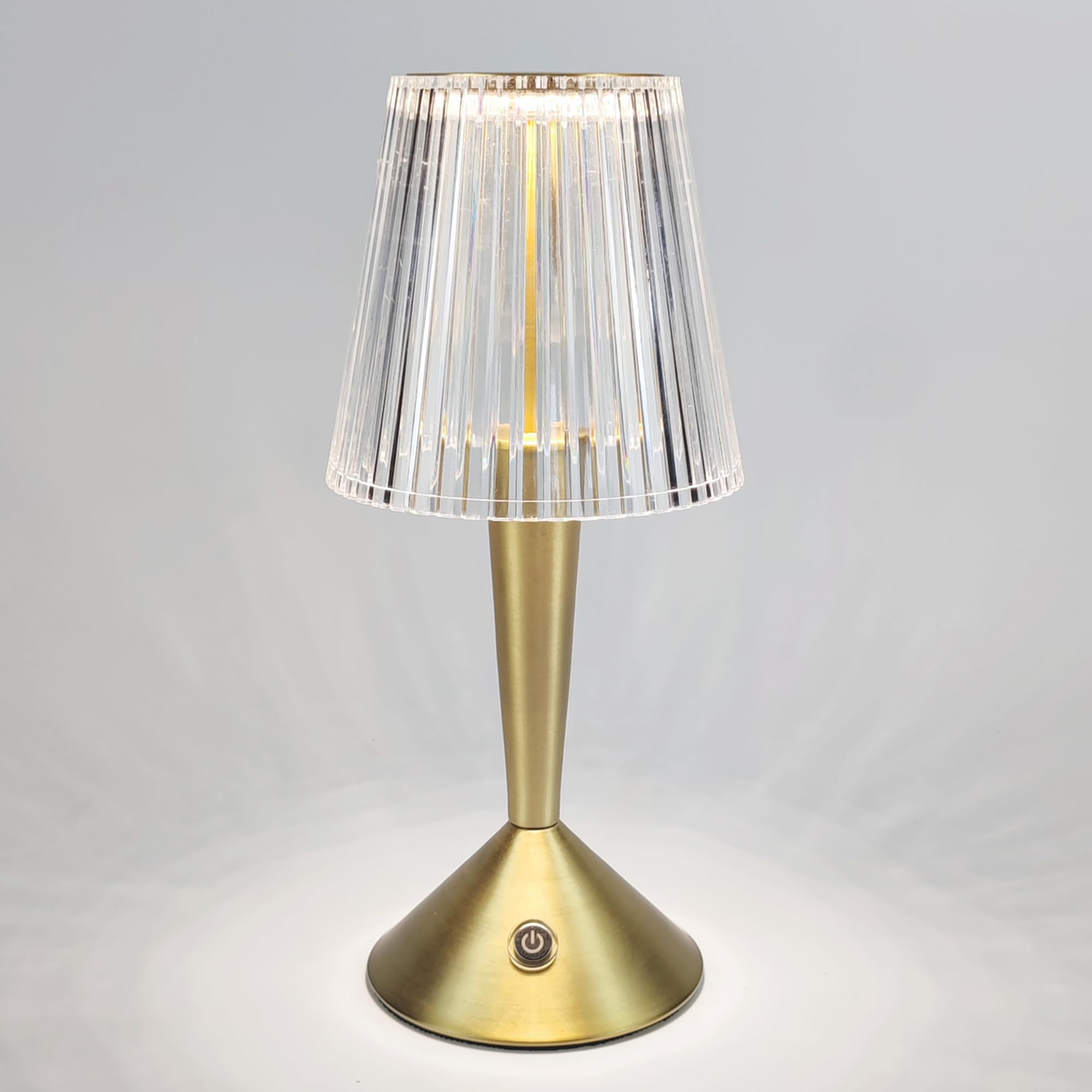 Oneskylumina Cordless Table Lamp, Gold Base, Clear Shade Touch Control Desk Lamp For Bedroom Living Room (Gold)