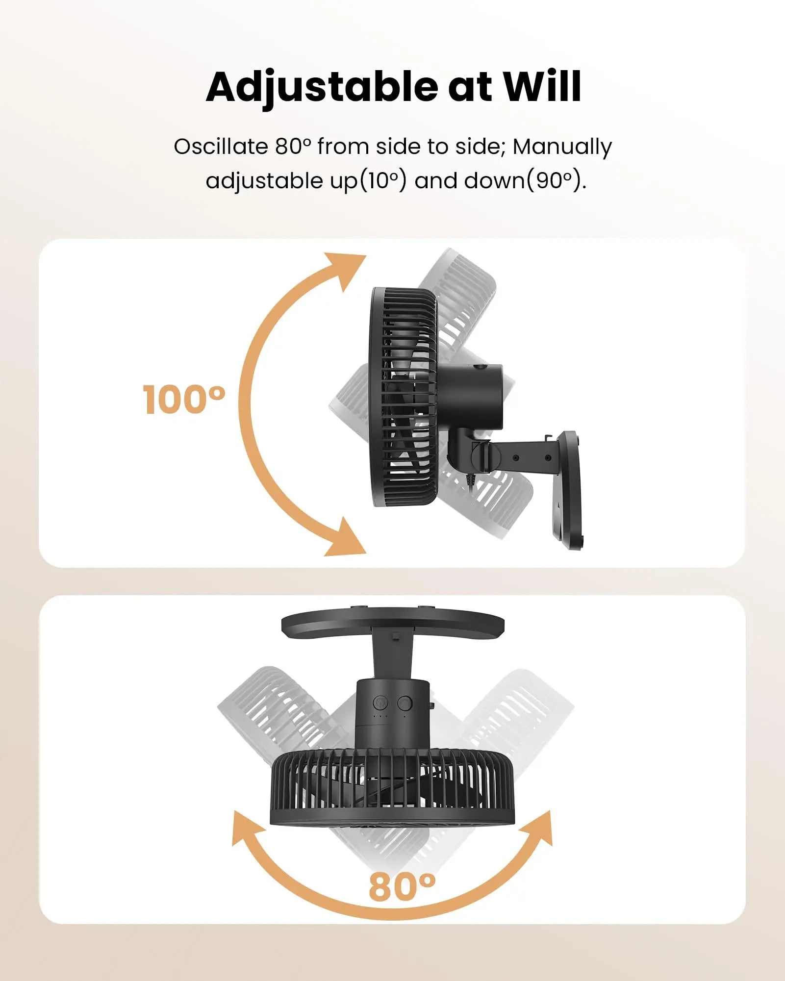 Koonie 8'' Wall Mount Fan, Quiet Small Wall Fan with Timer, 8.2ft Wired Remote, 80° Oscillation, 100° Adjustable - Koospark