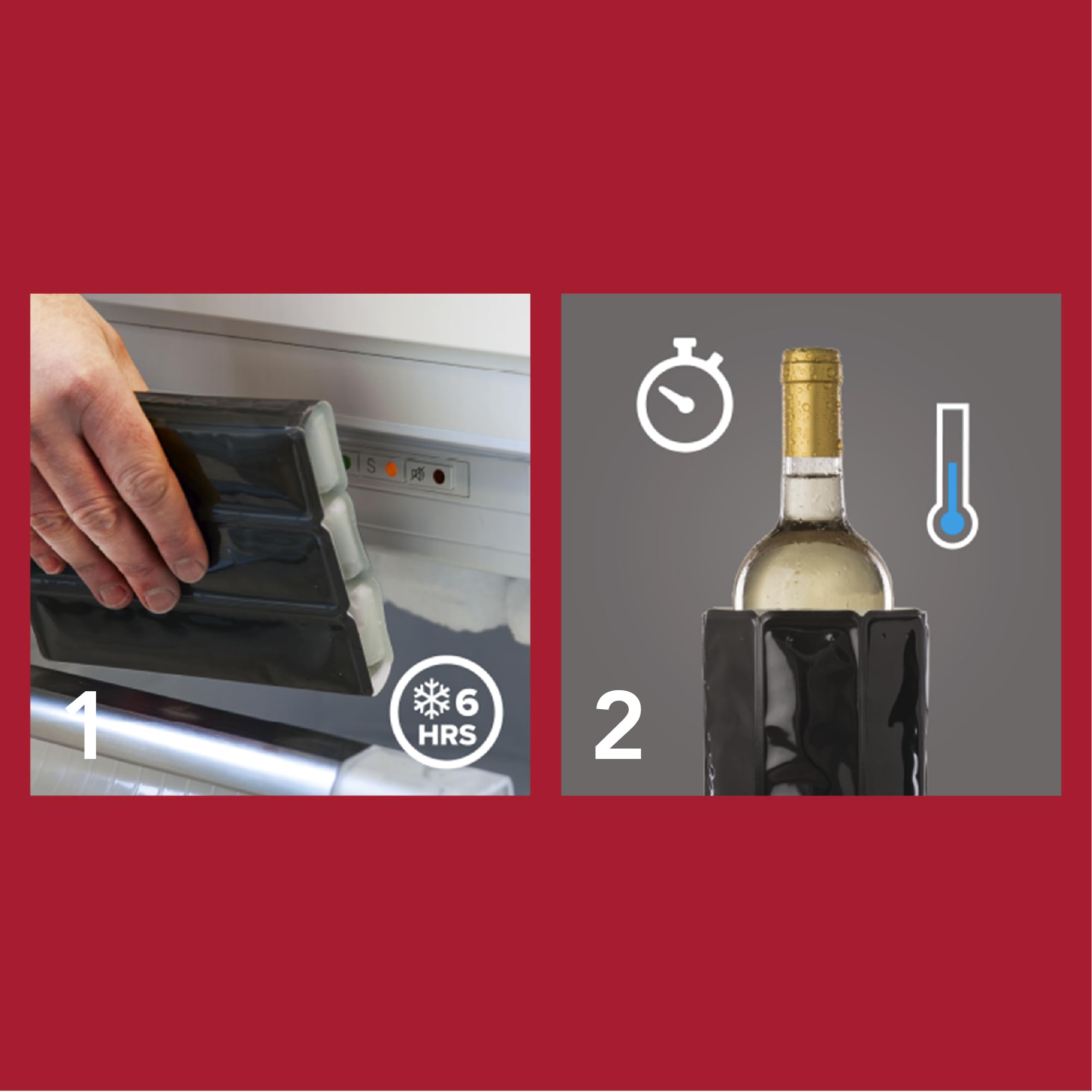 Vacu Vin Active Wine Cooler - Flexible Insulated Chiller For Standard Size Bottles - Keeps Drinks