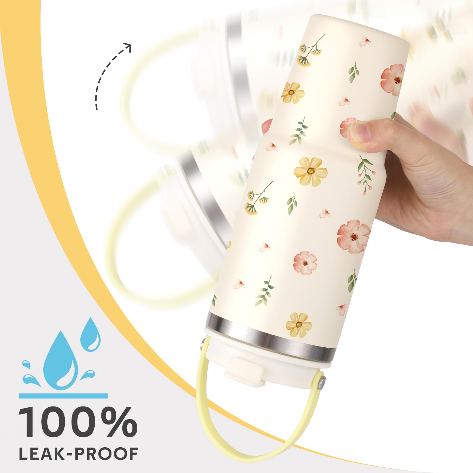 Daisy Tumbler 30Oz Stainless Steel Water Bottle With Handle Flip Straw, Leakproof Travel Mug Iced