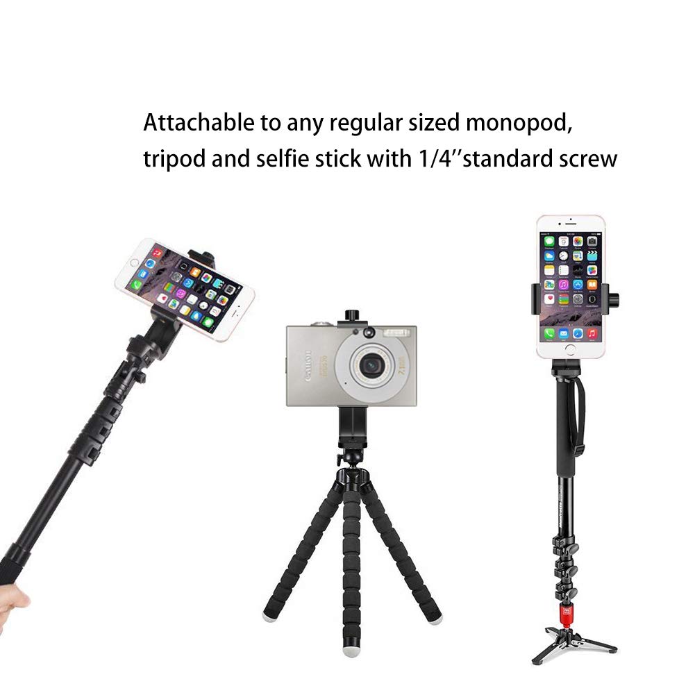 Ailun Phone Holder/Vertical And Horizontal Tripod Mount Adapter Rotatable Bracket With 1/4 Inch Screw, Adjustable Clip For Iphone, Android Cell Phone, Selfie Stick, Camera Stand