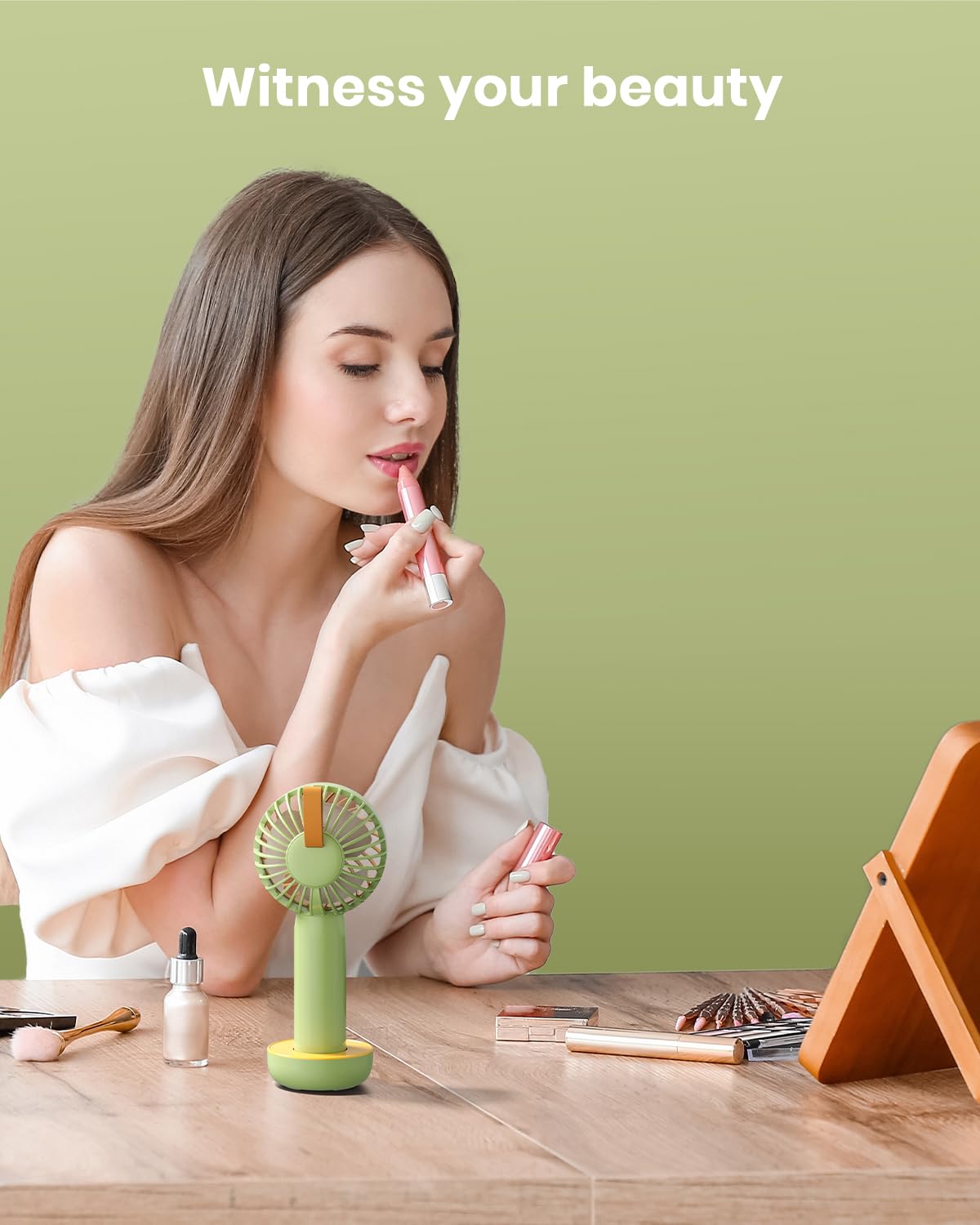 Retro Portable Fan, Mini Personal Handheld And Desktop With Base, 3 Powerful Speed, Usb Rechargeable