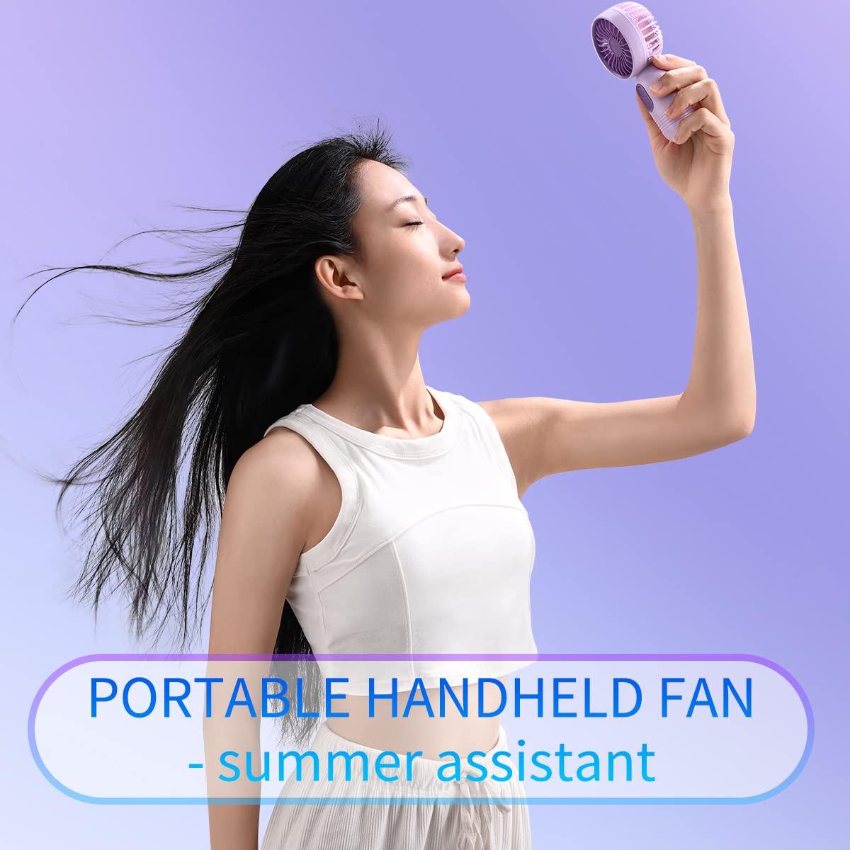 Mini Portable Fan 2 Pack, Cute Handheld Fan Battery Operated Lightweight Small Personal Fan