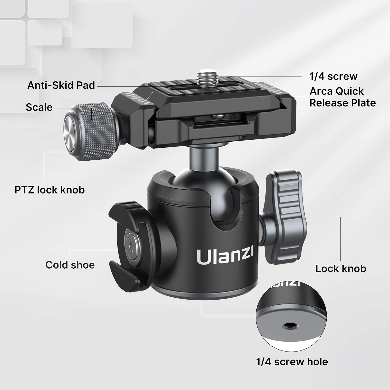 Ulanzi Adjustable Sling Handgrip Gimbal Handle+Tripod Ball Heads For 1/4" Tripod