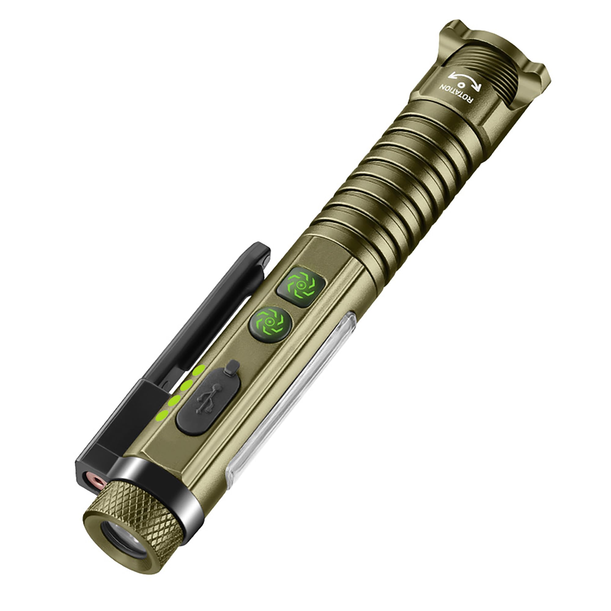 Pasiion Edc Flashlight 600Lm Rechargeable Pocket Flashlight With Side Light, Magnetic Clip & Base, Bottle Opene For Home, Camping And Emergencies