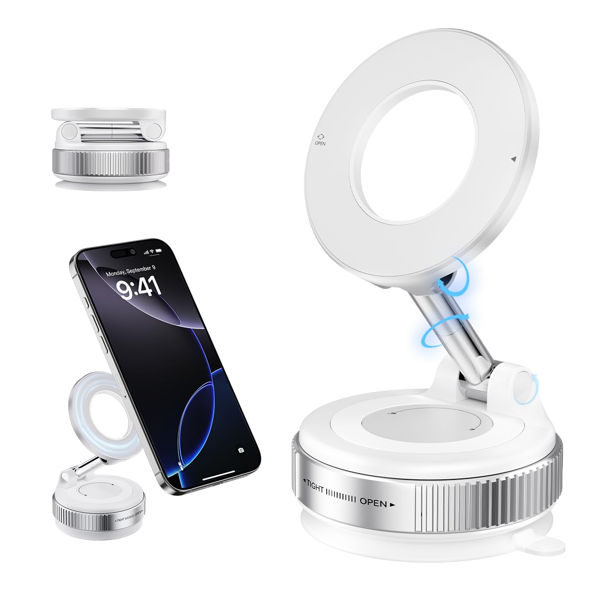 Xo Simple Is Beauty Vacuum Suction Magnetic Phone Holder, Strong Suction Magnetic Car Phone Holder Mount Foldable Phone Stand For Iphone16/15/14/13/12, Mirror/Glass/Screen(Not Charge Phone)