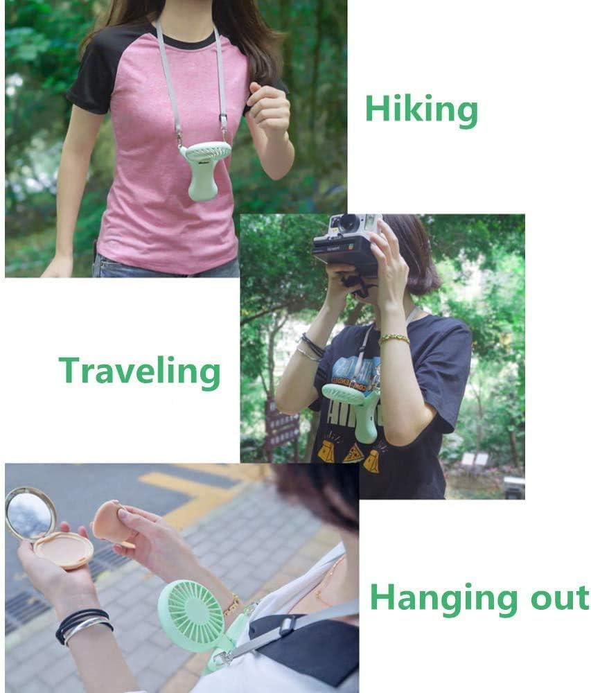 Oatsbasf Mini Portable Fan, Cute Design 3 Speed Personal Small Desk Fan, 90° Ajustable, Rechargeable