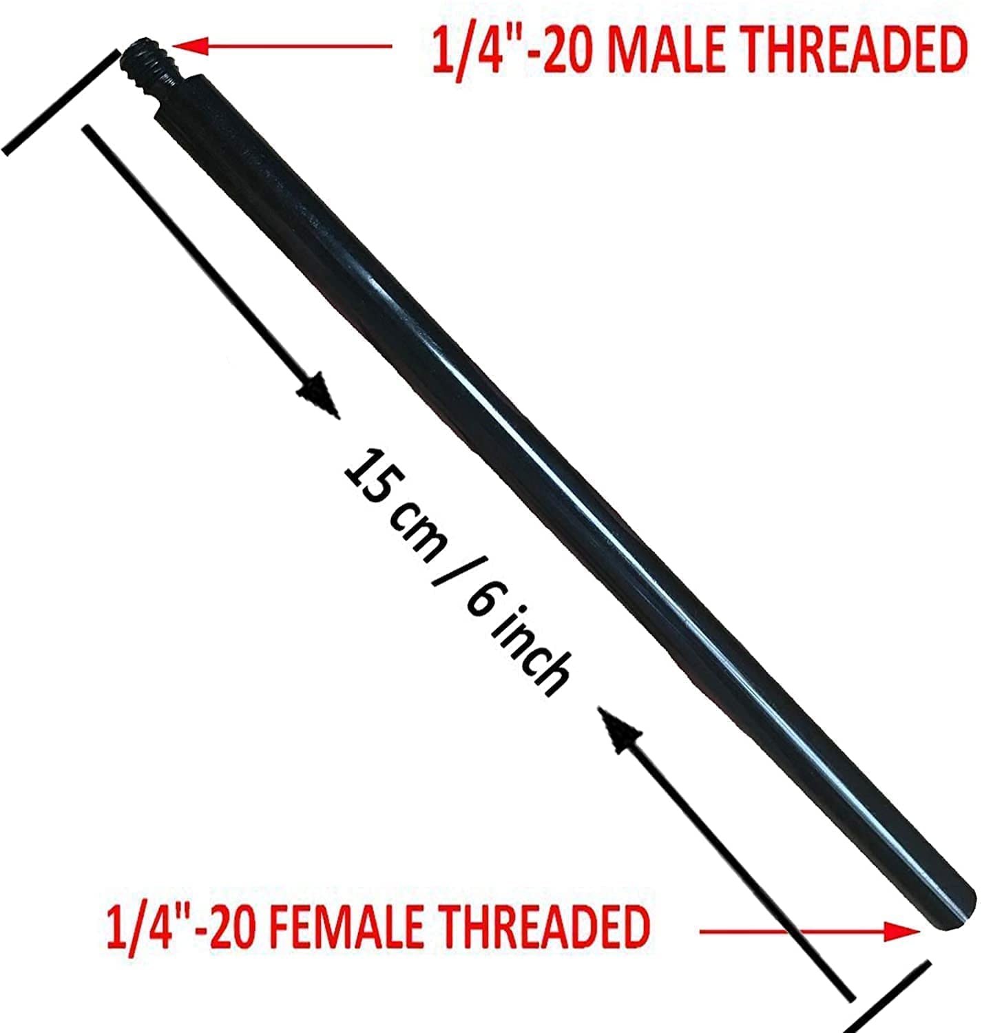 Auxphome Metal Tripod Extender Tube Extension Rod/Tripod Pole - With 1/4"-20 Female Threaded And 1/4"-20 Male Threaded For Tripod Stabilizer For Dslr & Slr Cameras/Action Camera Adapter
