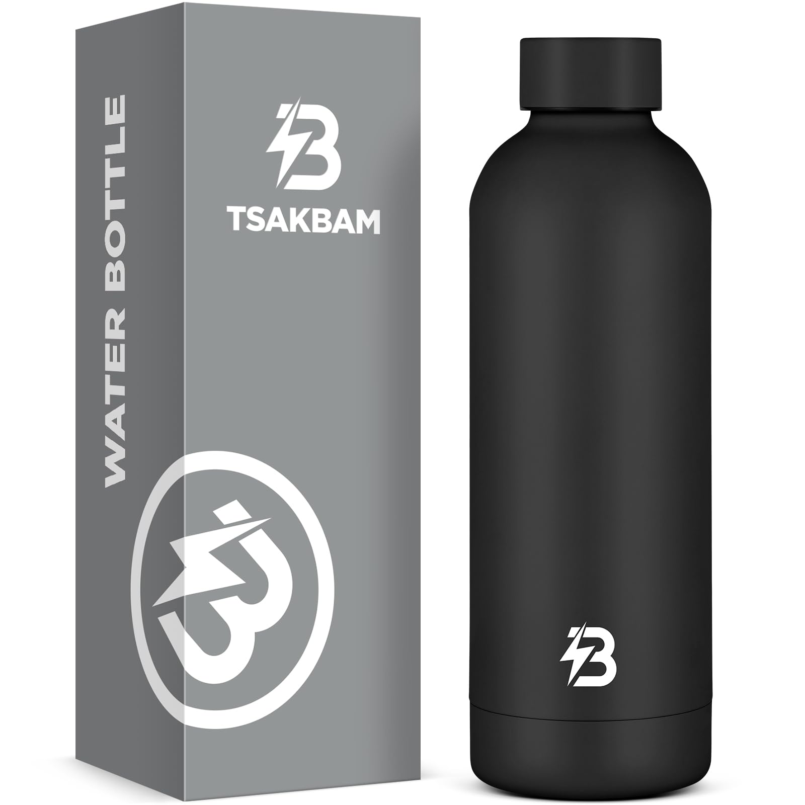 Insulated Water Bottle With Lid, 17 Oz Reusable Leak-Proof Metal Stainless Steel Water Bottles