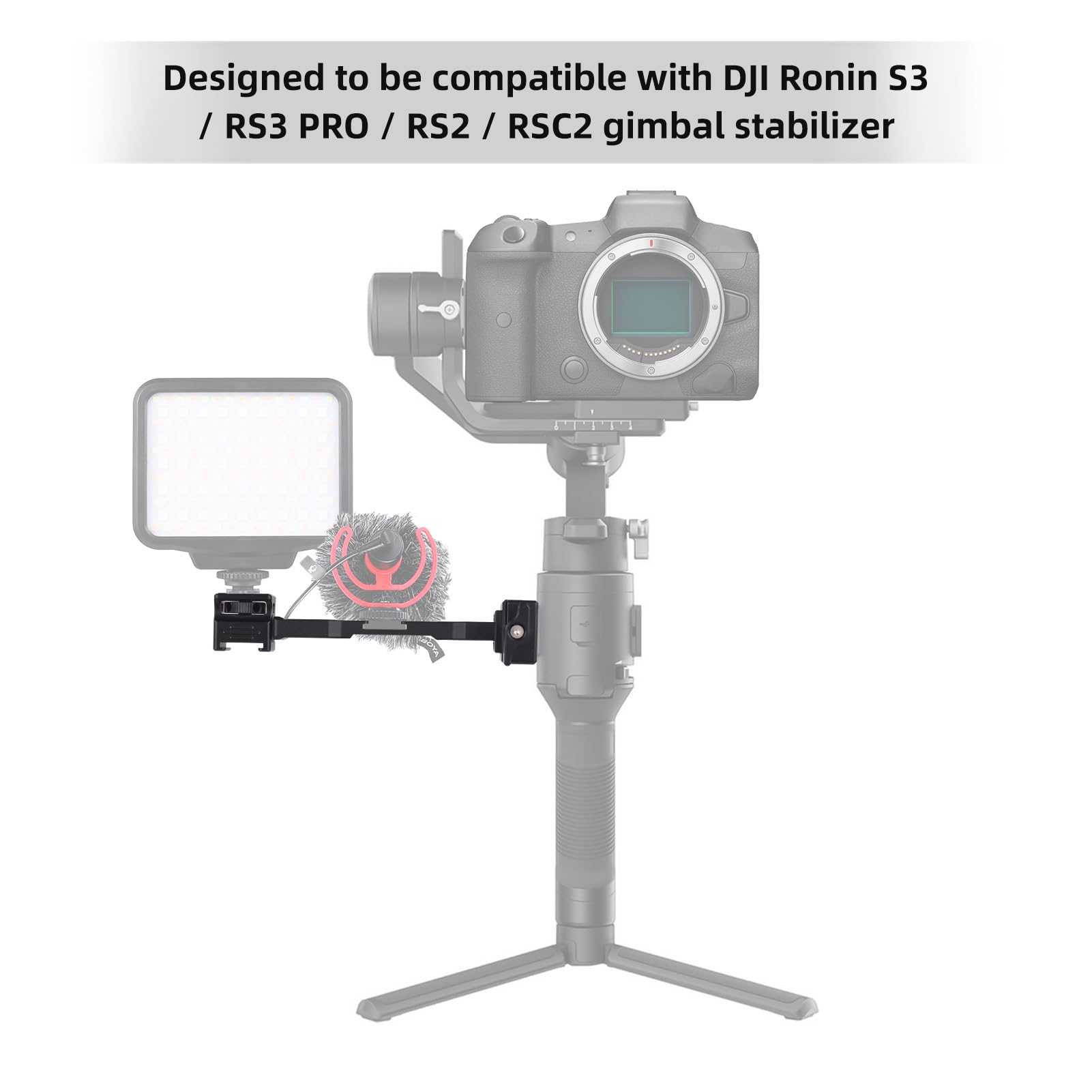 Bortt Camera Bracket Universal Aluminum Alloy Gimbal Extention Bar Bracket Handheld Stabilizer Accessories With Numerous 1/4In & 3/8In Threaded Holes 2 Cold Shoe Mounts & 1/4In Screw Compatible With S