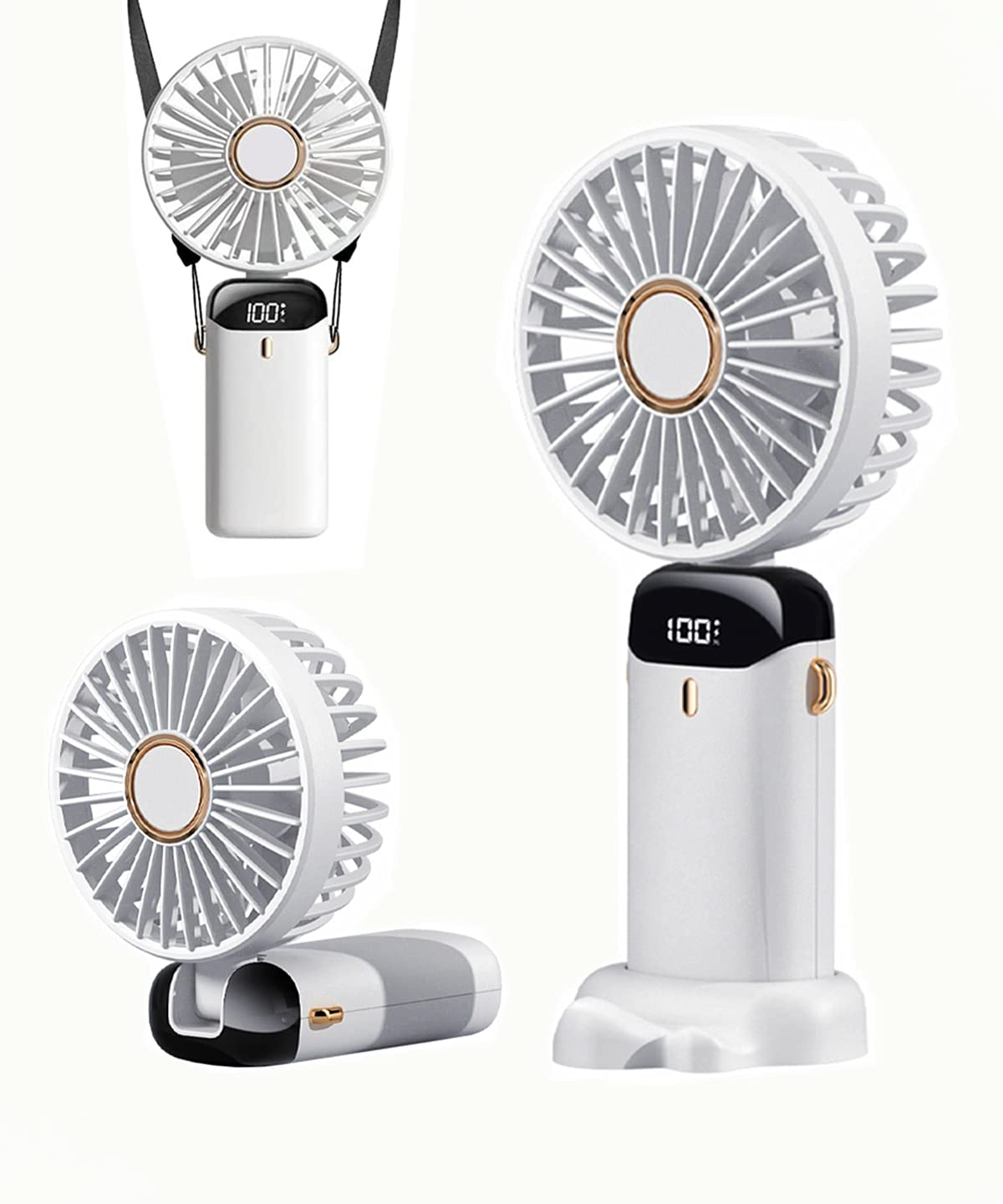 Handheld Portable Fan,Mini Personal Foldable Hand Fan,4000Mah,Usb Rechargeable,5 Adjustable Speeds