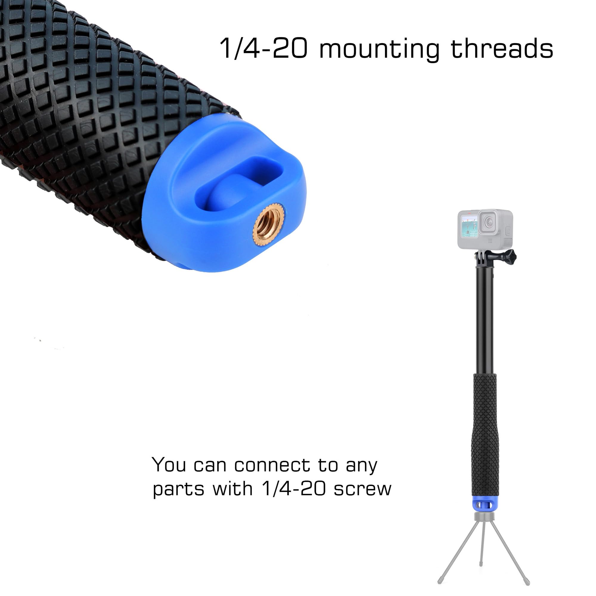Gepuly 46''Alumium Waterproof Selfie Stick With 1/4 Thread Hole Underwater Pole Handle Grip Monopod For Gopro Hero 13 12 11 Max Insta360 Akaso Dji Osmo Action Cameras Accessories