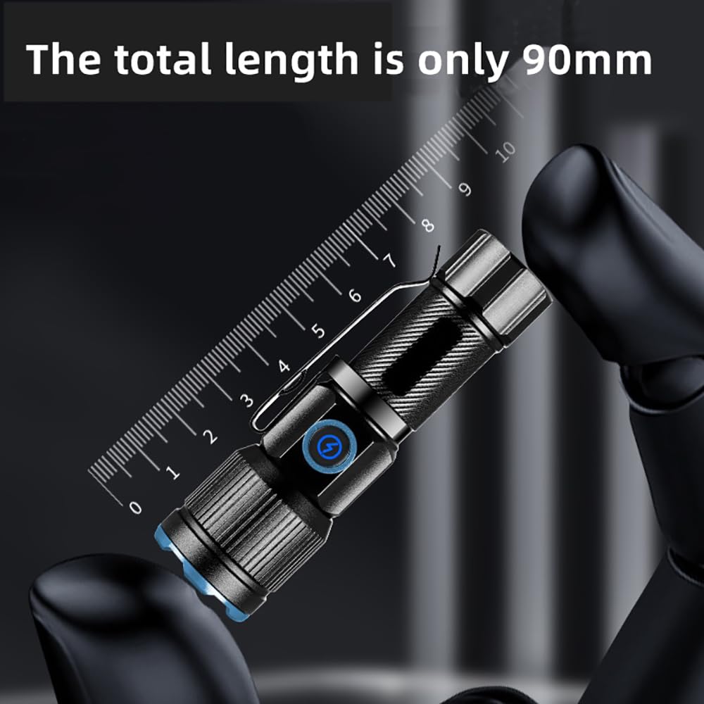 Alonefire X67 Led Mini Flashlight High Lumens Usb C Rechargeable Zoom Small Flashlight Bright Lightweight Pocket Size Long Range With 5 Light Modes Magnetic With Clip, Rechargeable Battery For Edc