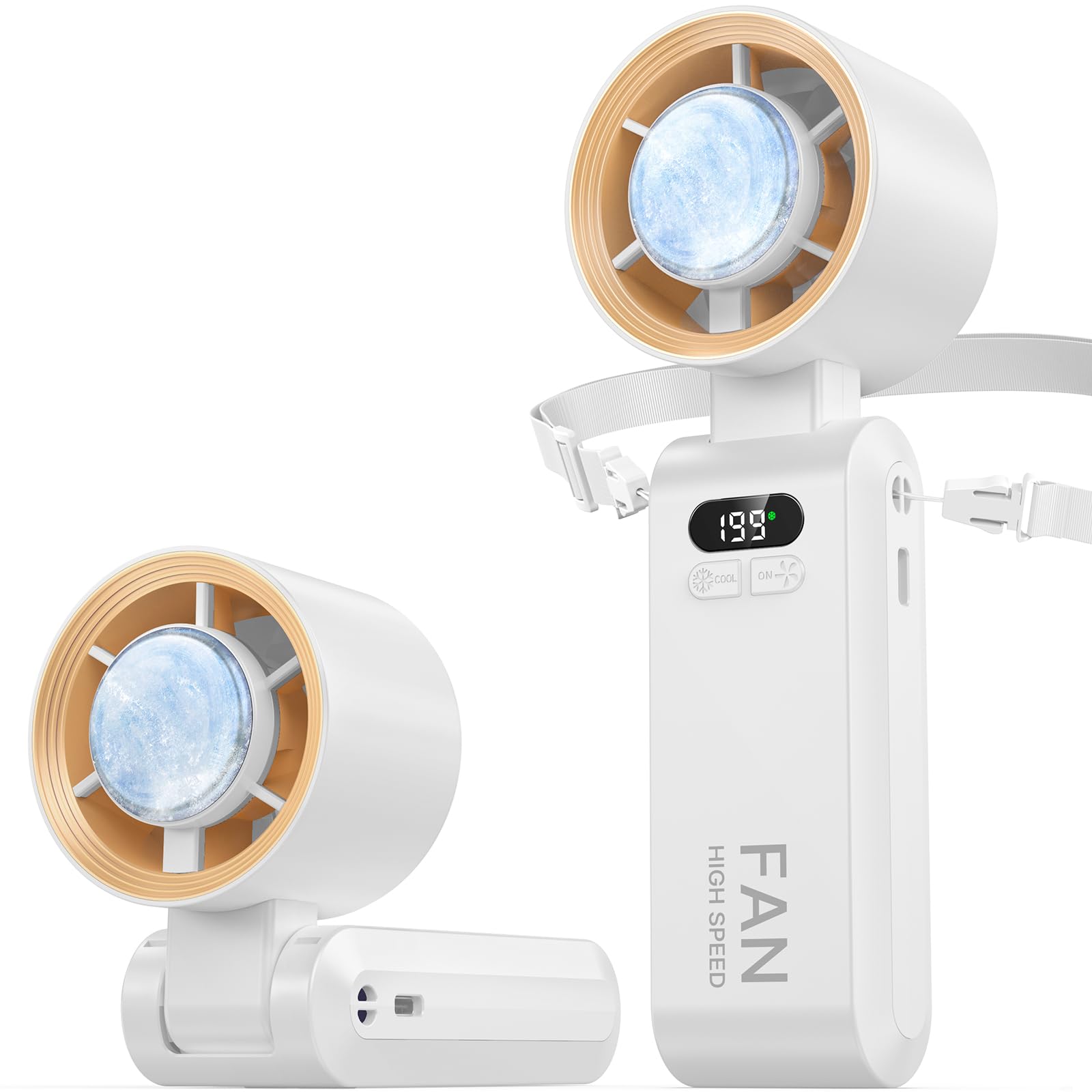 Handheld Portable Fan With Ice Cooler,Speed (1-199) 5500Mah Rechargeable Personal Fan - Koospark