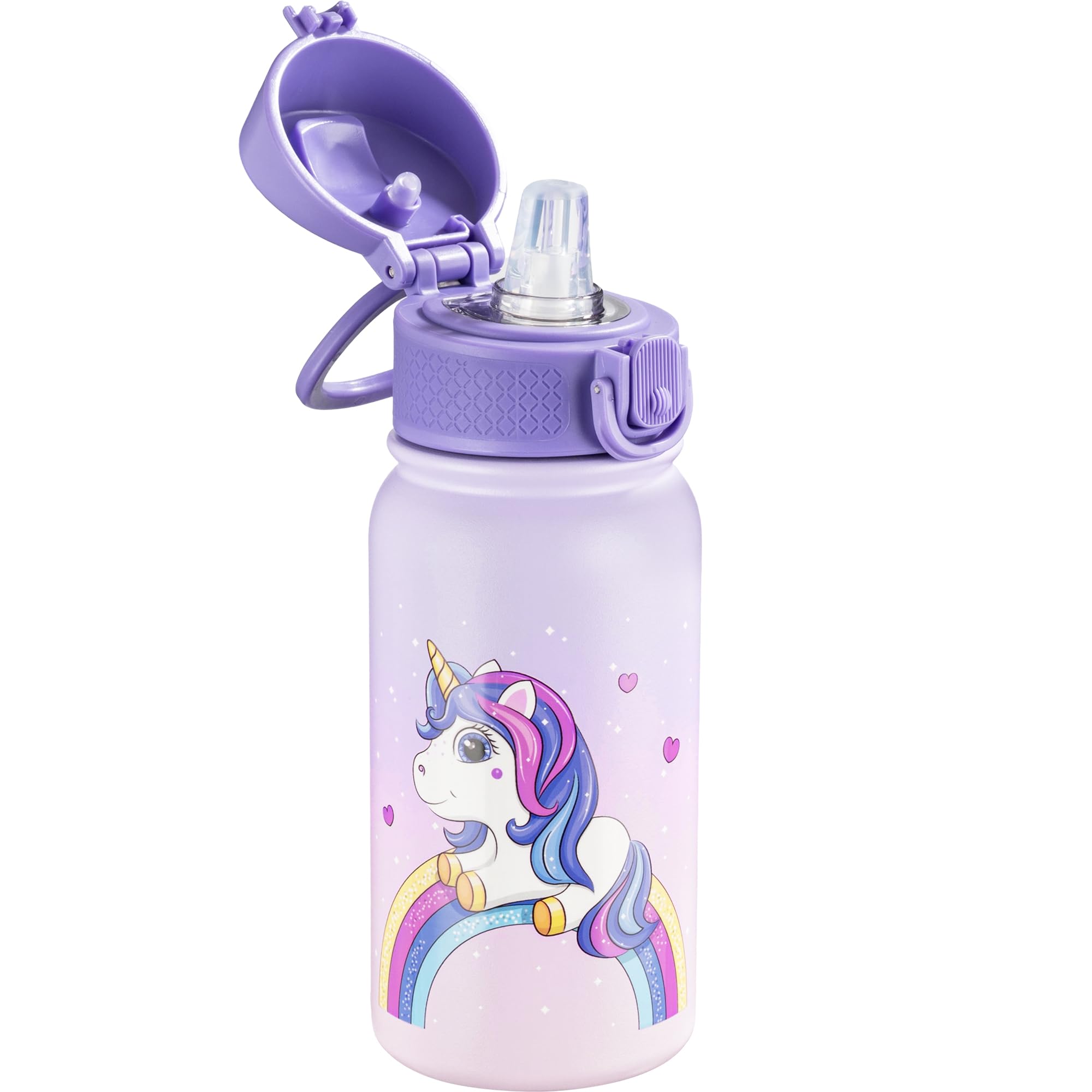 Oldley 12Oz Kids Water Bottle, Stainless Steel Insulated Water Bottle For Kids, With Straws Leak