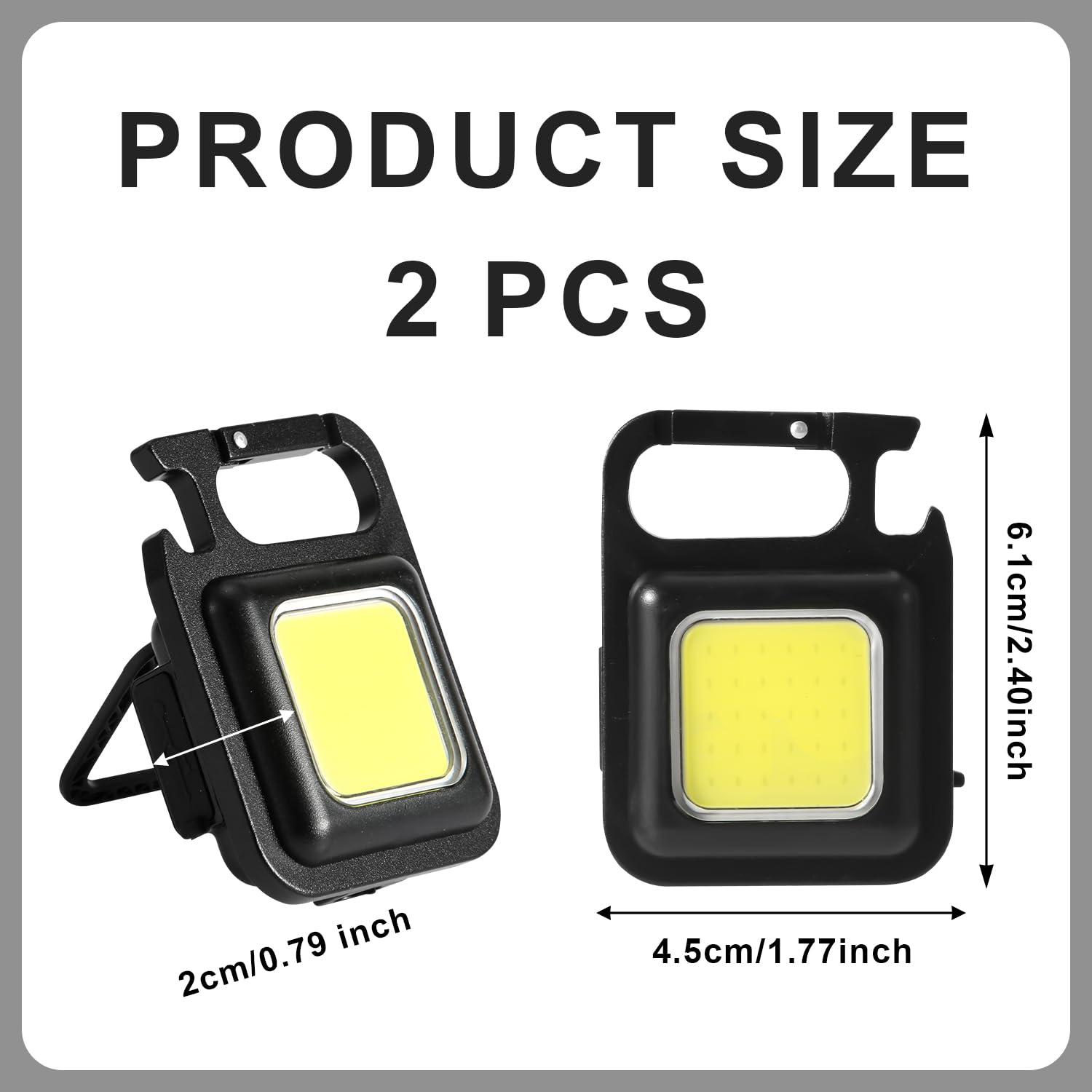 Nqeuepn 2Pcs Keychain Flashlights, 4 Lighting Modes Keychain Light Rechargeable Emergency Light Key Ring Flashlights With Folding Stand Bottle Opener Lighting Supply For Night Walking Fishing