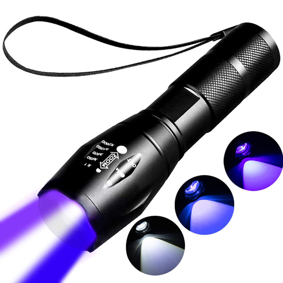 Yzyoe Rechargeable Black Light Flashlight Mini, Blue & Uv Black Light, 3 Modes