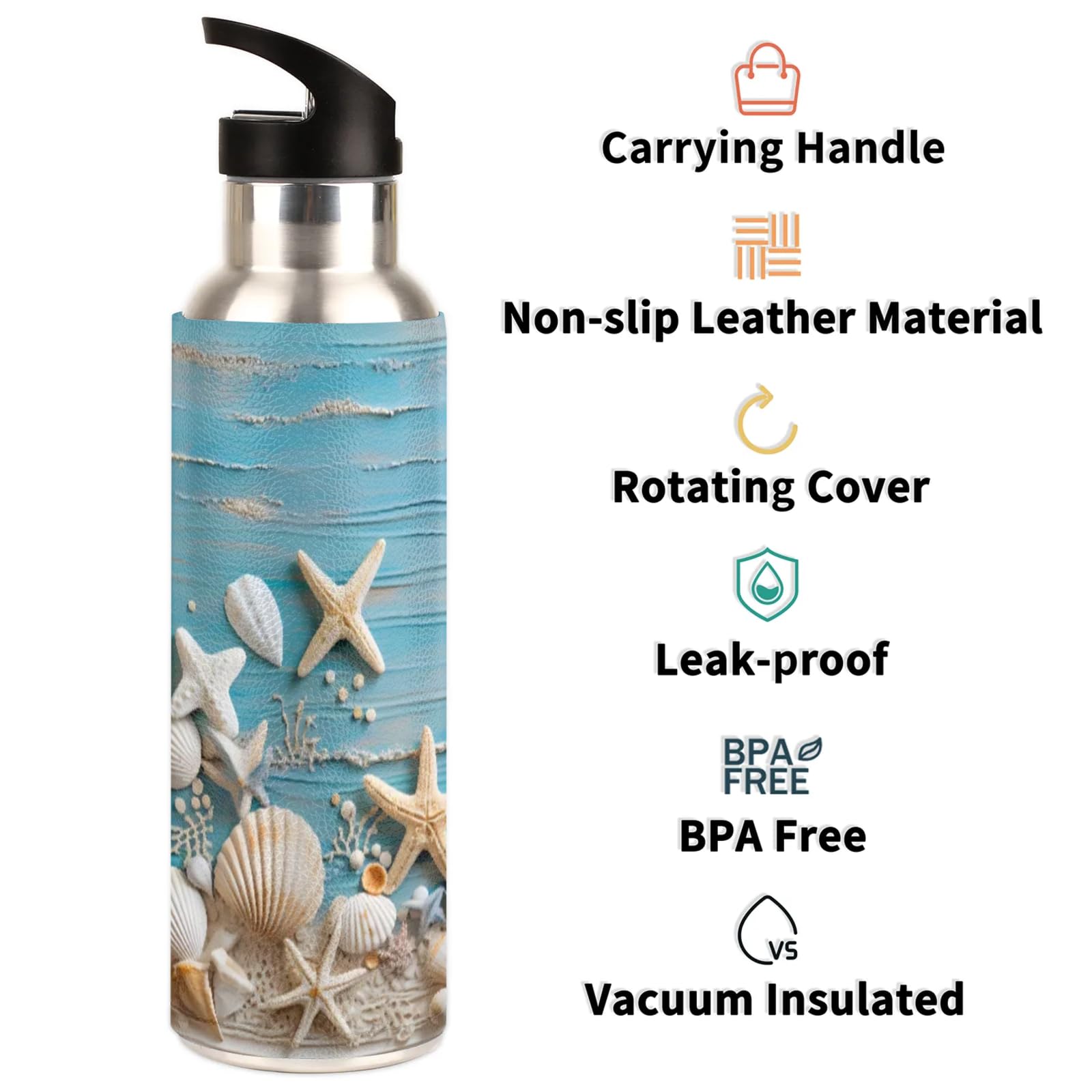 Sport Water Bottles, Insulated Water Bottle For Men Women, 600Ml (20Oz) Stainless Steel Gym Water