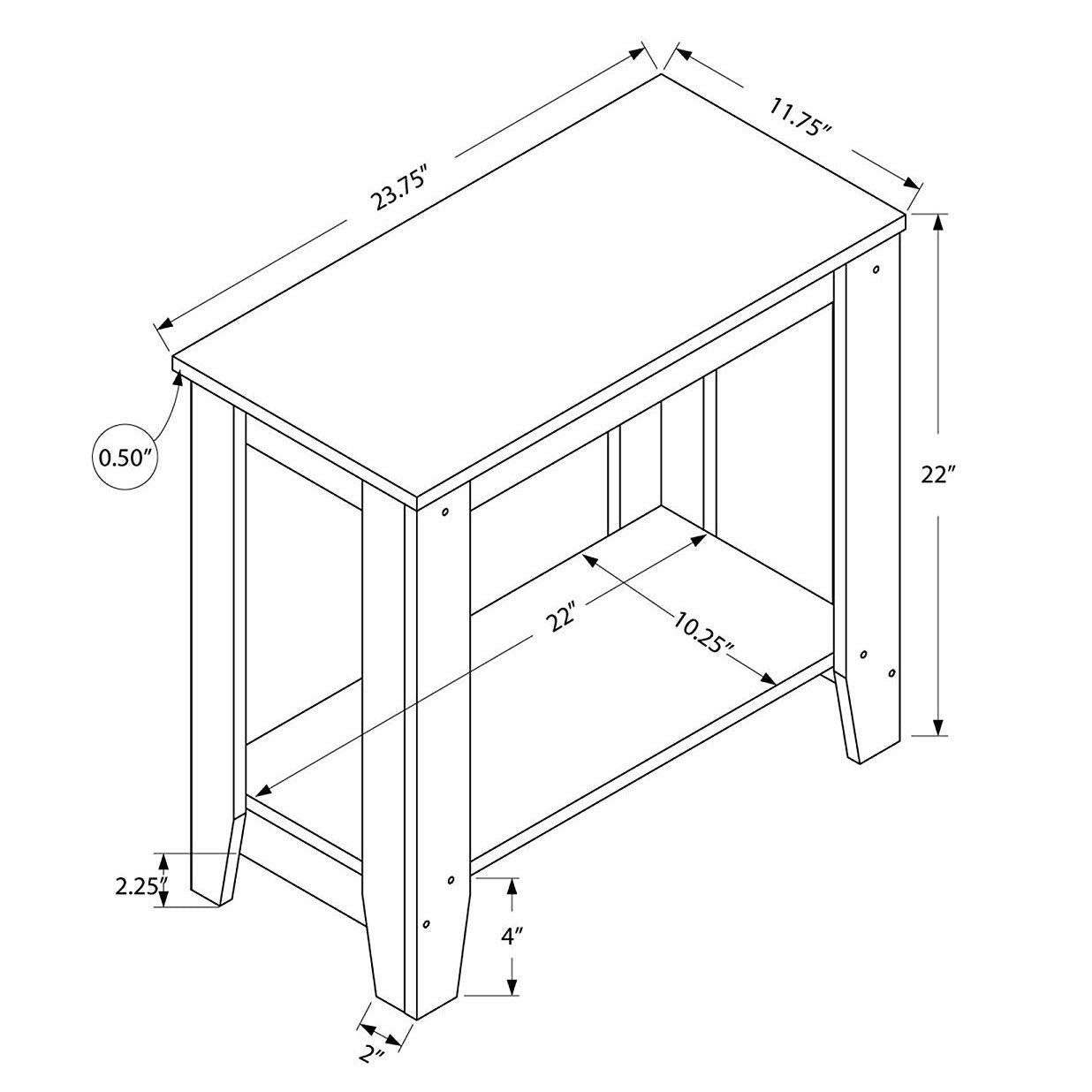 Monarch Specialties Accent Side Lamp Table, 24" X 12" X 22, Grey