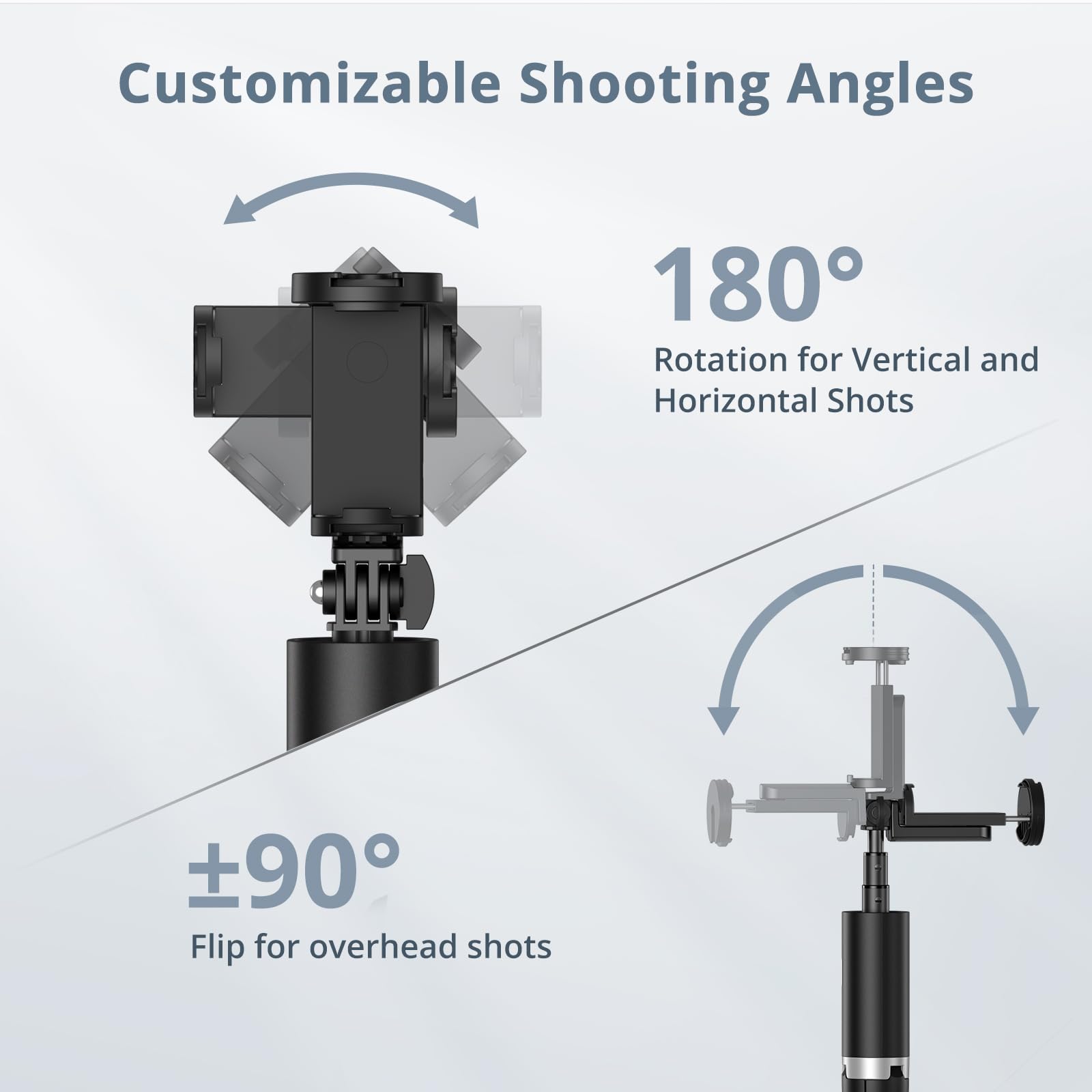 Atumtek 63" Phone Tripod, Extendable Selfie Stick Tripod With Bluetooth Remote, All-In-One Aluminum Phone Tripod Stand With Cold Shoe Mount For Gopro, 4"-7" Iphone And Android Smartphones Black