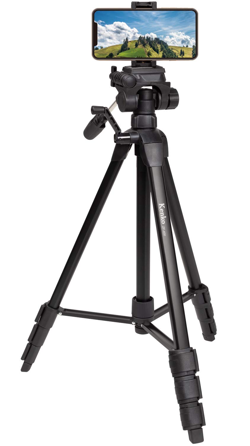 Kenko Zf-400Wsh 520291 Tripod With Smartphone Holder, 4 Tiers, Quick Shoe Type, Maximum Load Capacity 4.4 Lbs (2 Kg)