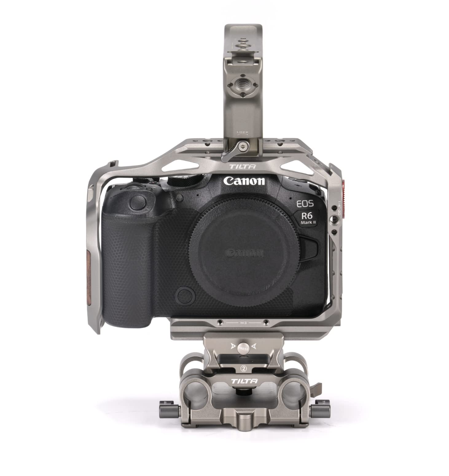 Tilta Basic Kit Compatible With Canon R6 Mark Ii, With Mount Accessories Via Nato Rail, Rosette, Cold Shoe, And 1/4"-20 Threads With Locating Pins Ta-T45-A (Titanium Gray)