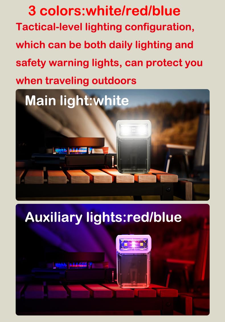 Poyoelf Small Powerful Edc Flashlight Cap Lamp Clip On With White Red And Blue Light,Bright 1000Lm Usb C Rechargeable 6 Modes Mini Pocket Flash Light With Clip,180°Head Swivels,Tail Magnet (Black)