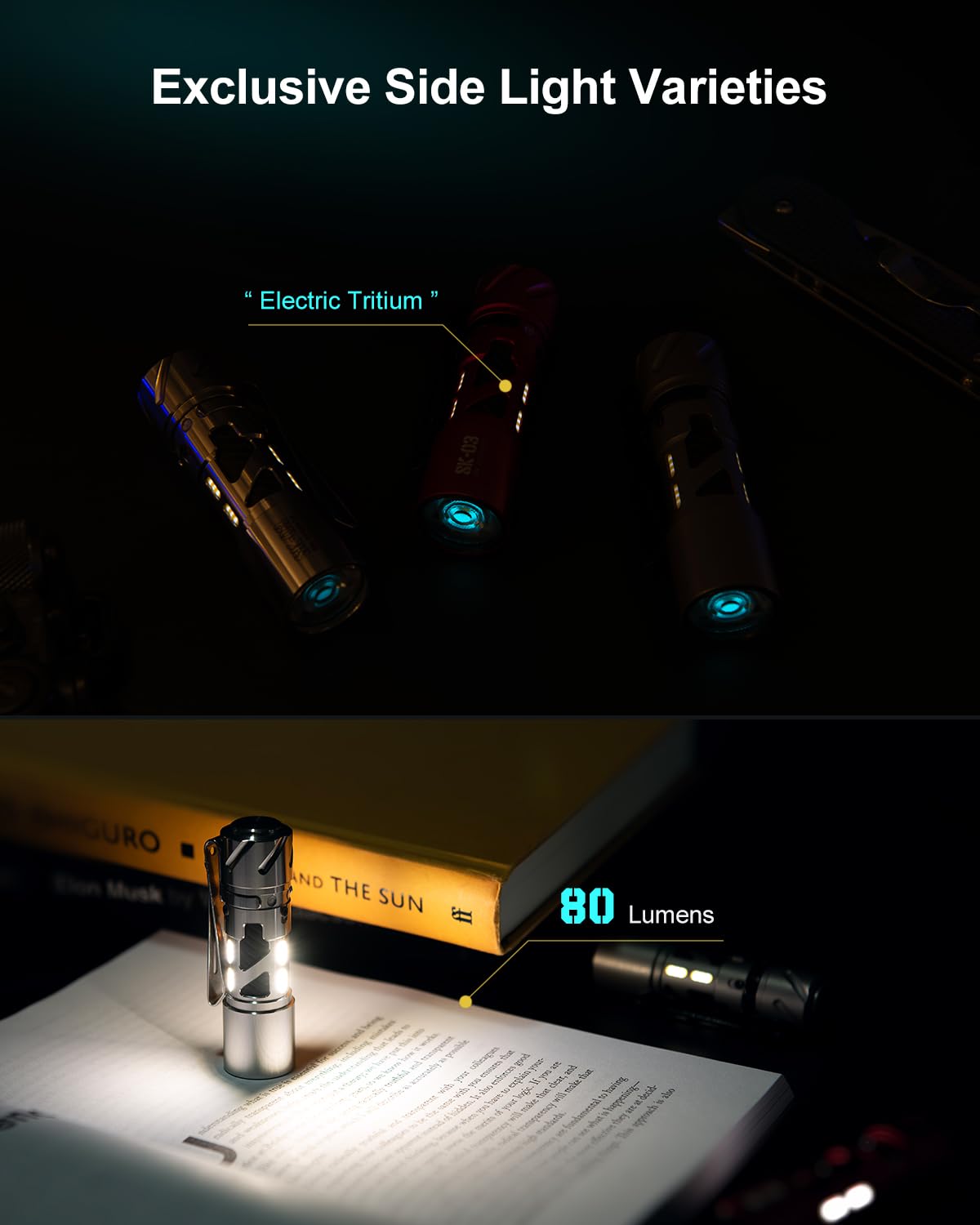 Loop Gear Sk03 Edc Flashligh, Aa Rechargeable Led Flashlight Battery Powered, Side Light With Diy Diffusers, 1000 High Lumens, 10 Light Modes, Ip65 Waterproof, Super Bright Flashlight For Camping