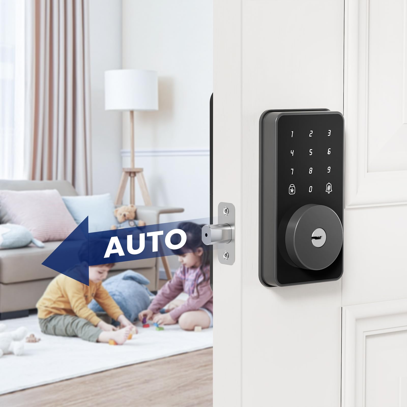 Biquole Keyless Entry Door Lock With Keypad-Electronic Door Lock With Code - Digital Deadbolt Auto Lock No App &Wifi Suitable For Office Front/Exterior Door
