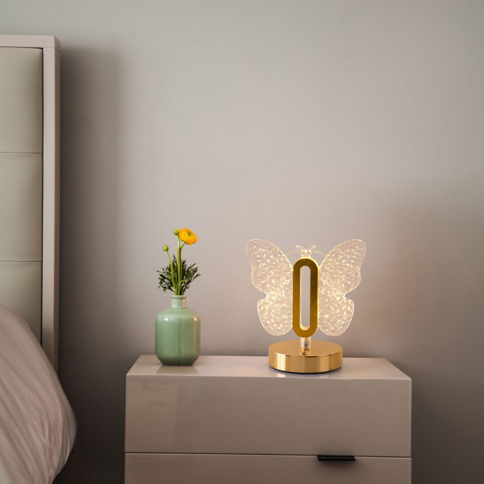 Yinhamnl Butterfly Table Lamp, 3 Colors Stepless Dimmable Table Lamp, Touch Control Night Light, Usb Rechargeable Beside Lamp, Cute Night Light For Bedroom Living Room Home Decor (Butterfly)