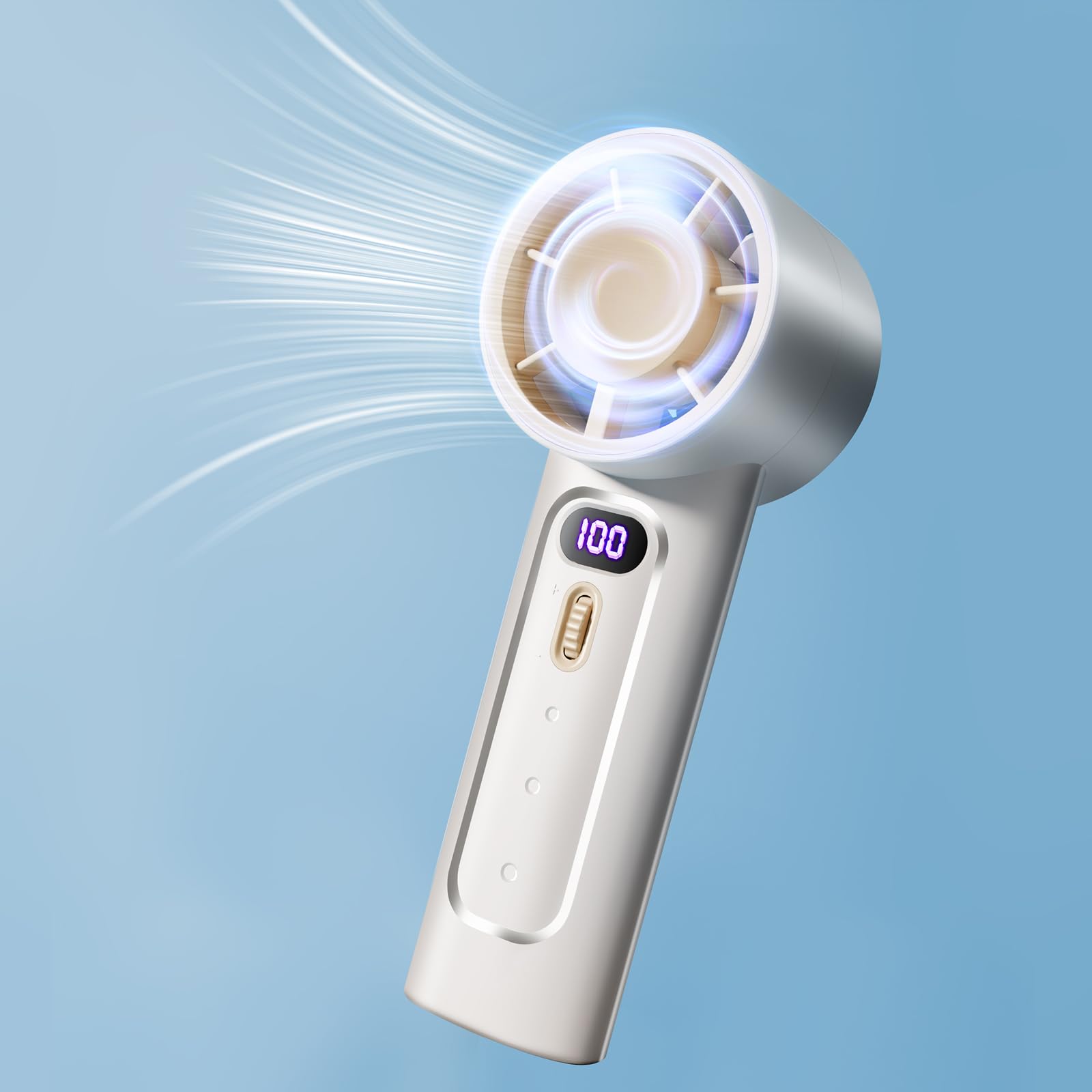 Portable Handheld Fan, Speed(1-100) Adjustable Turbo Mini Portable Fan, 4000Mah Battery Rechargeable - Koospark