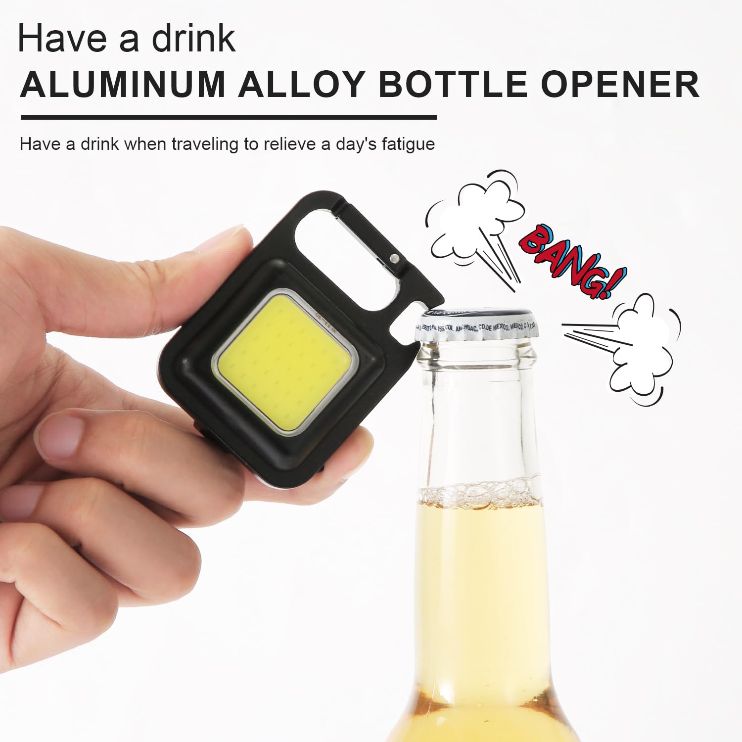 Nqeuepn 2Pcs Keychain Flashlights, 4 Lighting Modes Keychain Light Rechargeable Emergency Light Key Ring Flashlights With Folding Stand Bottle Opener Lighting Supply For Night Walking Fishing