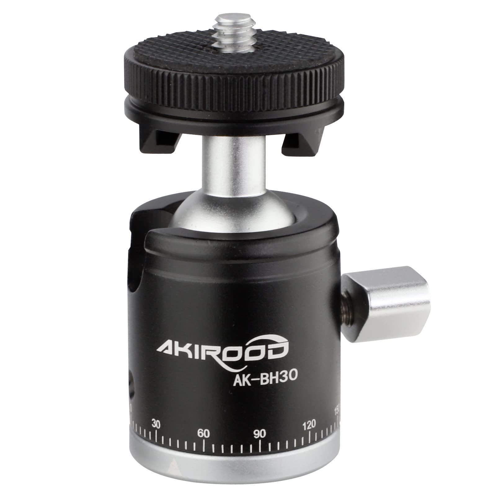 Akirood Adapter Panoramic Ballhead 360°,Mini Camera Tripod Ball Head, With Cold Shoe Mount With 1/4" Screw For Dslr Cameras Cell Phone Tripods Monopods Camcorder Light Stand Speedlight Quick Release