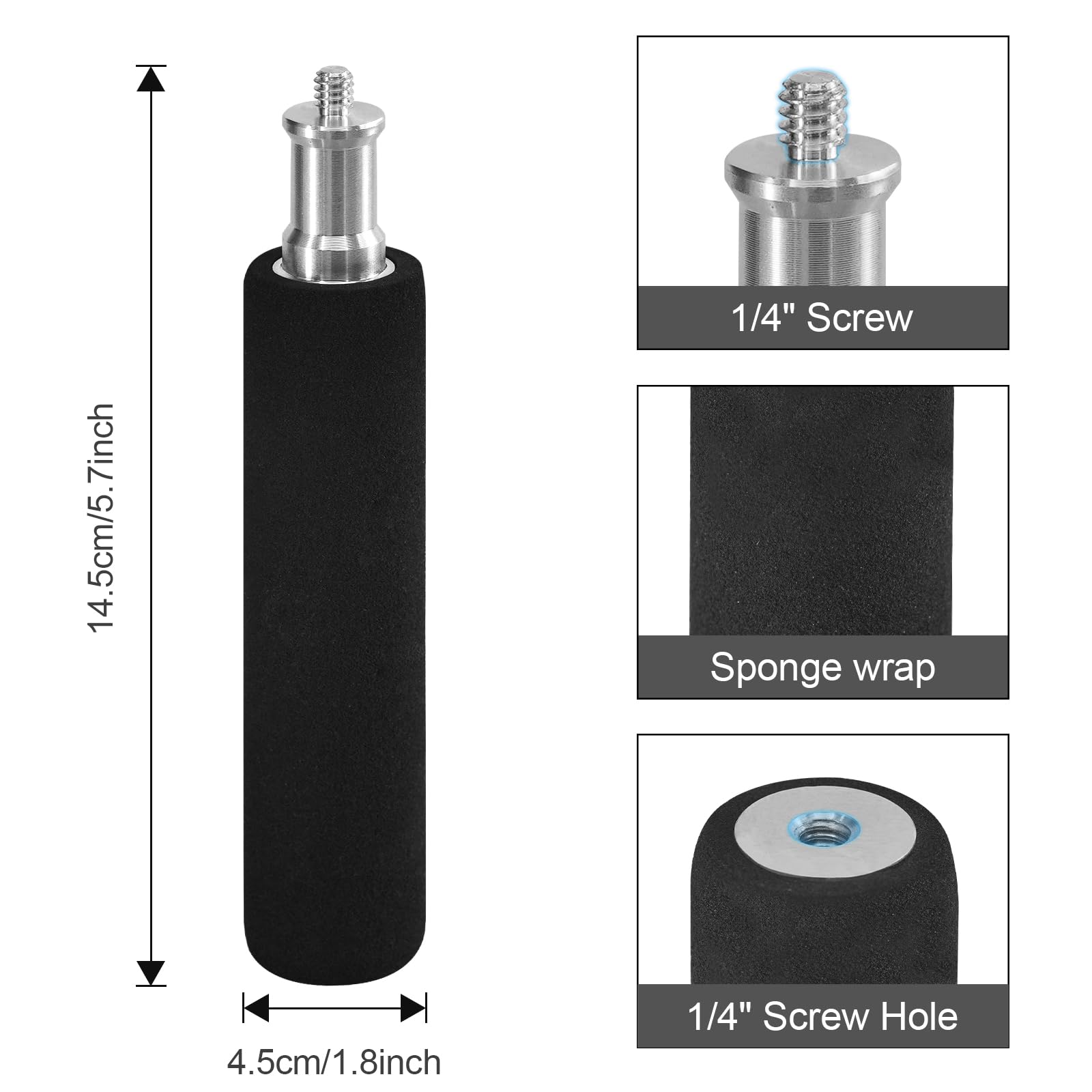 Wellmaking Camera Handle Grip Support Mount Universal Handle Grip Camera Stabilizer With 1/4 Inches Male Screw For Digital Video Camera Camcorder Action Camera Led Light