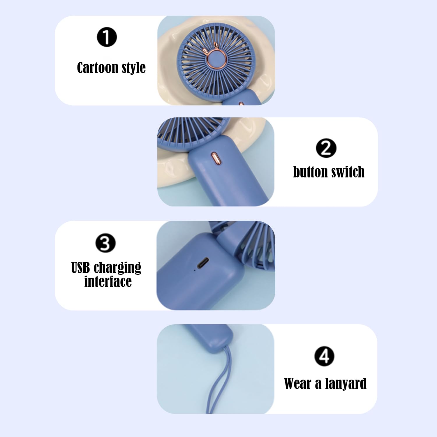 Cute Personal Small Fan, Handheld And Portable Usb Charging Fan With Base, Can Put Desktop