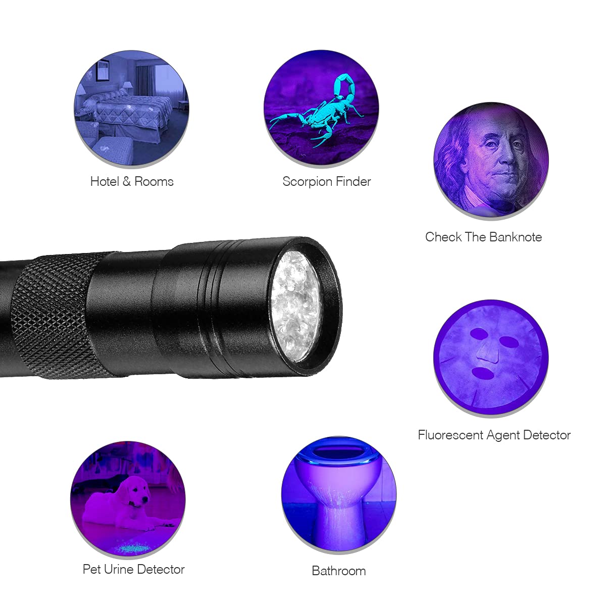 Sltg2020 Uv Ultra-Violet 12 Led Flashlight Blacklight Light 395 Nm Inspection Lamp Torch