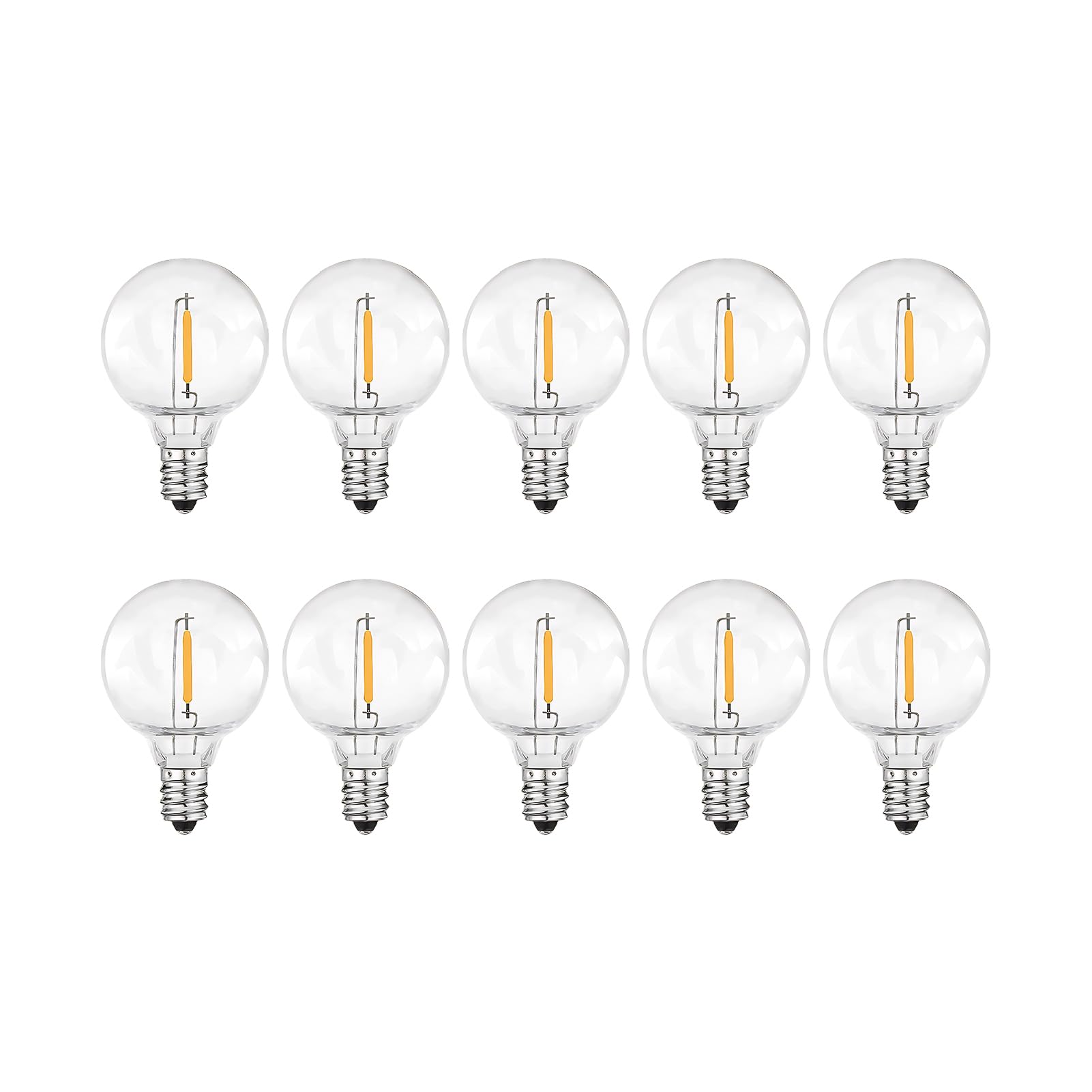 Chysuper G40 Led Replacement Light Bulbs For Outdoor String Lights, 10 Pack Shatterproof Globe Bulbs, 1.57 Inch Dimmable Led Bulbs, E12 Candelabra Base G40 Bulbs For Indoor Outside Patio Decor