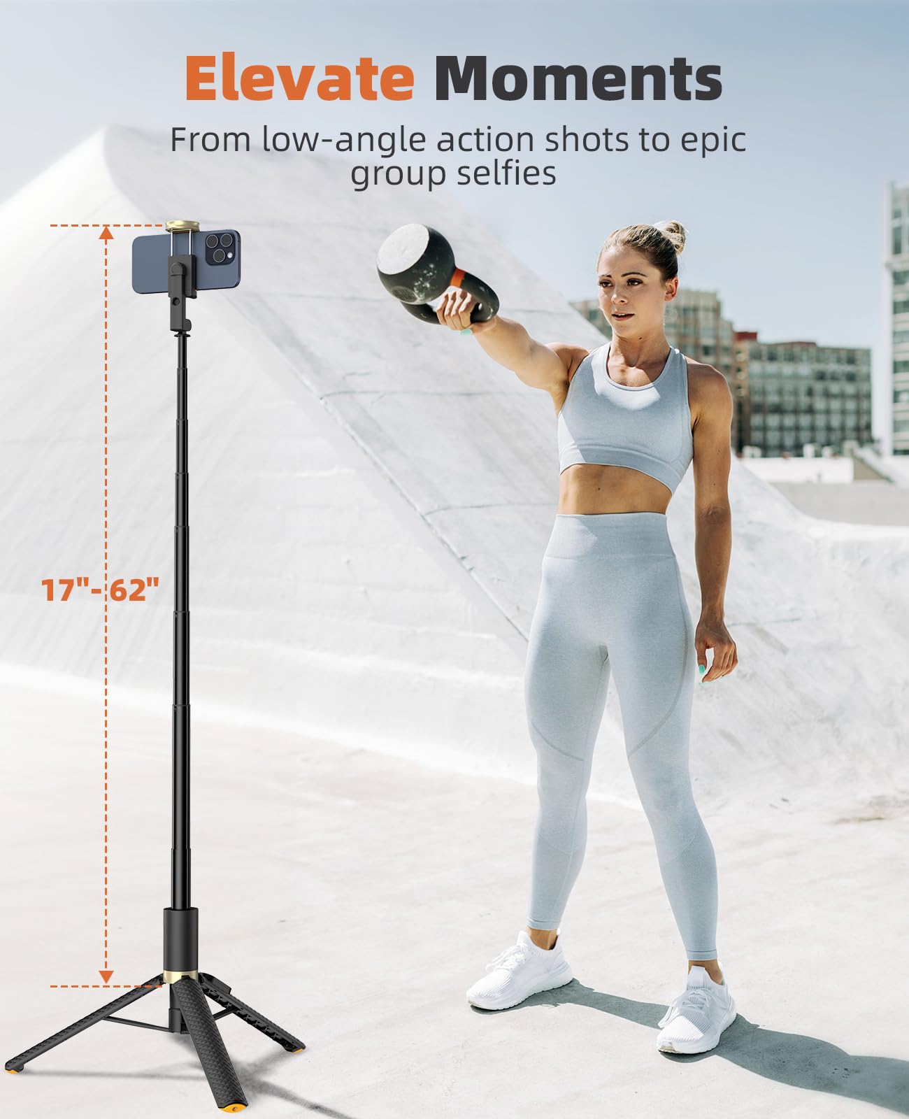 Vimose Cell Phone Tripod Stand 62", Extendable Selfie Stick With Bluetooth Remote For Iphone And Android